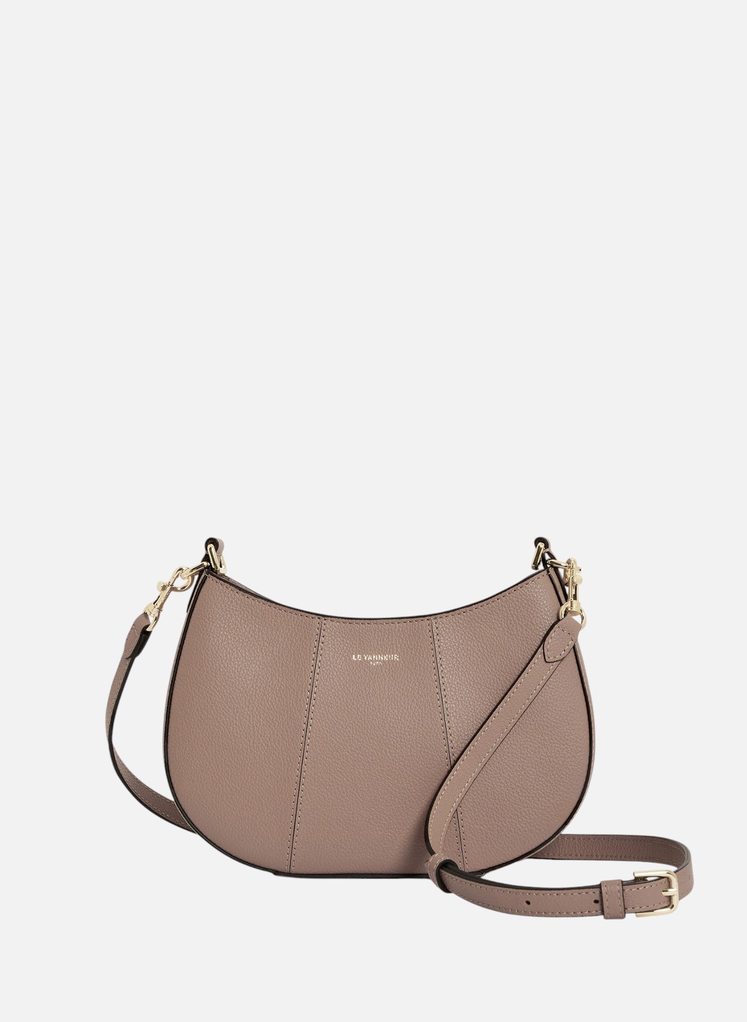 Petit sac demi-lune juliette en cuir grainé LE TANNEUR Gris