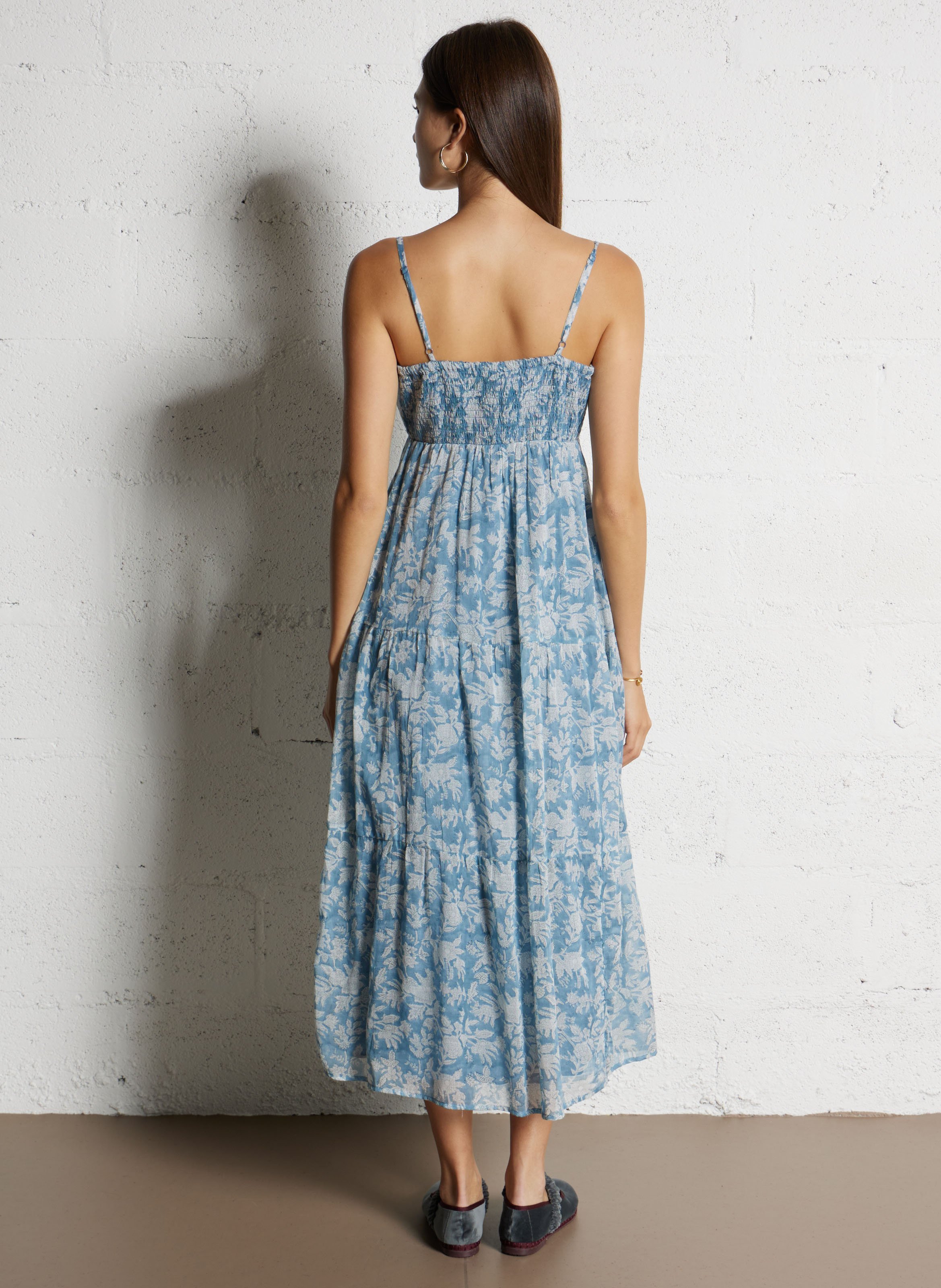 Robe midi en coton imprimée lucie MAISON 123 Bleu