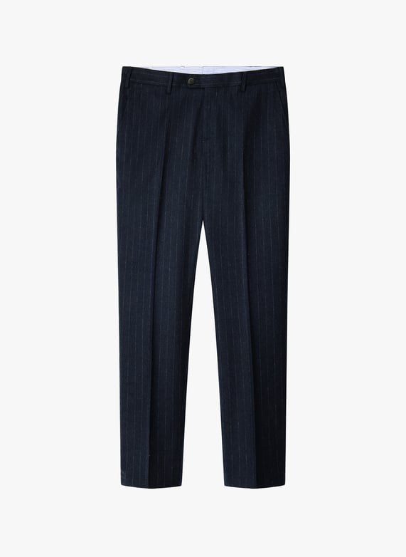 Pantalon droit rayé en laine | Bleu by FACONNABLE Pantalon droit rayé en laine Bleu