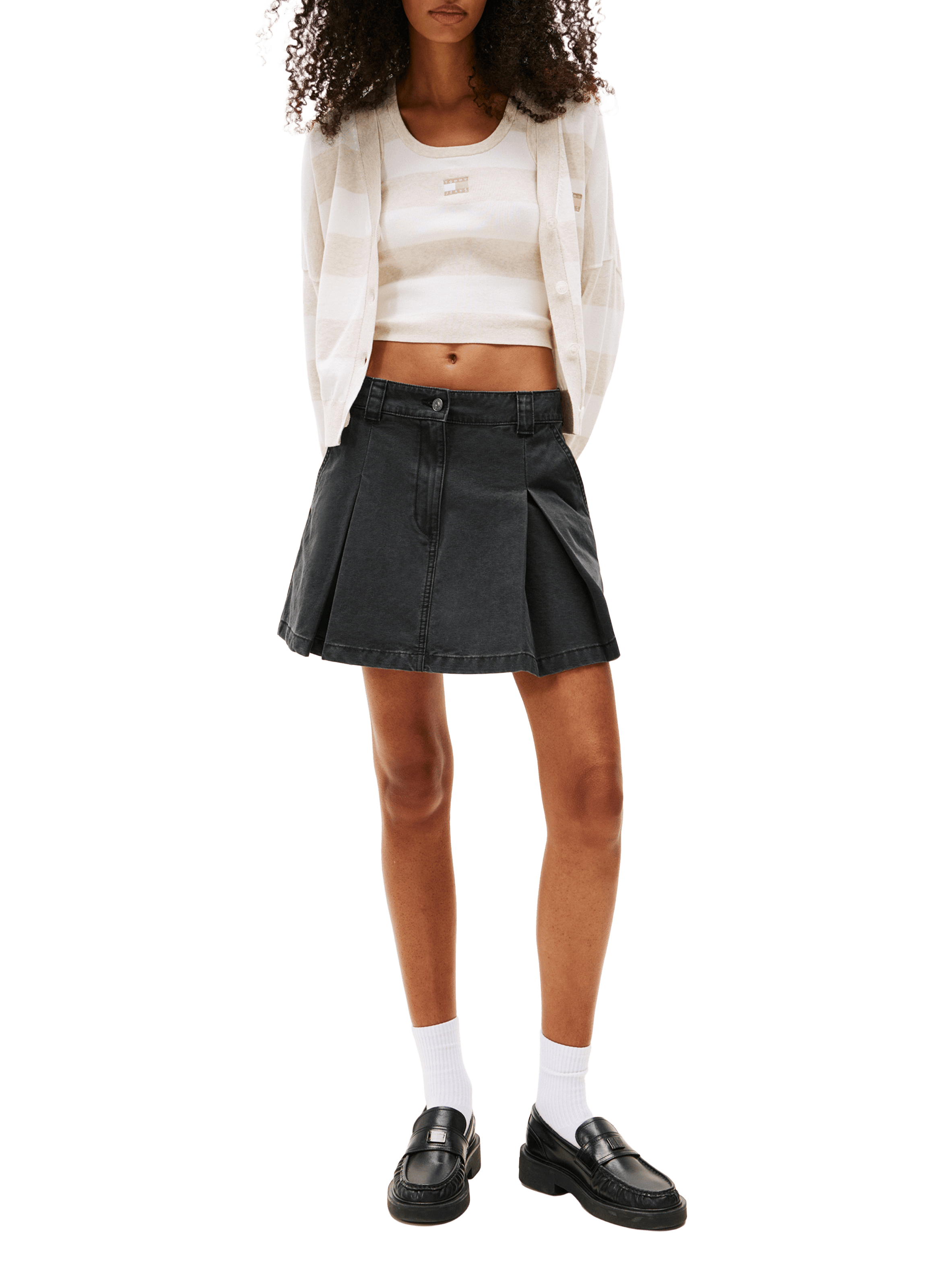 Cardigan rayé en coton TOMMY HILFIGER Beige