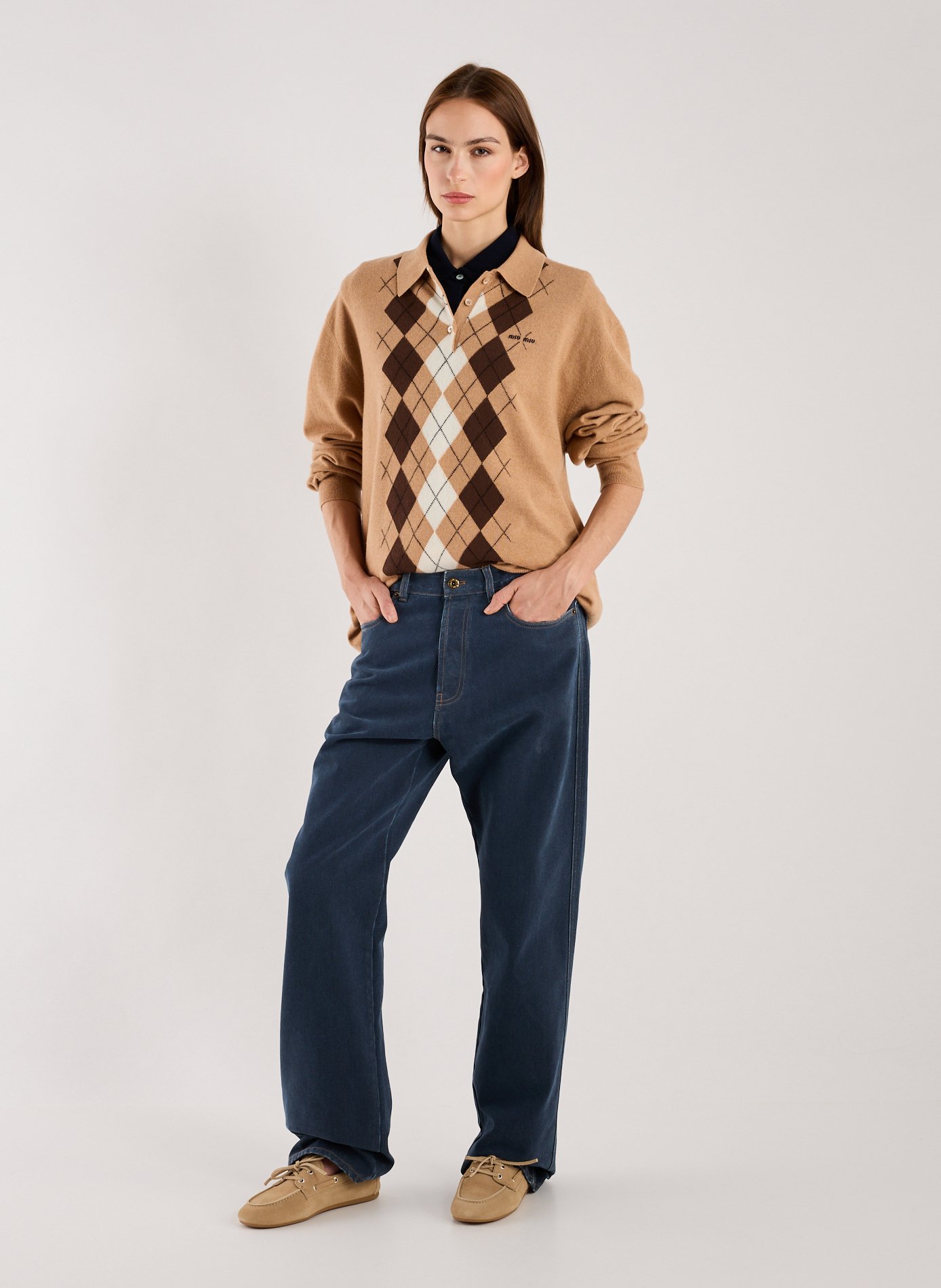 Pull polo en cachemire MIU MIU Multicolore