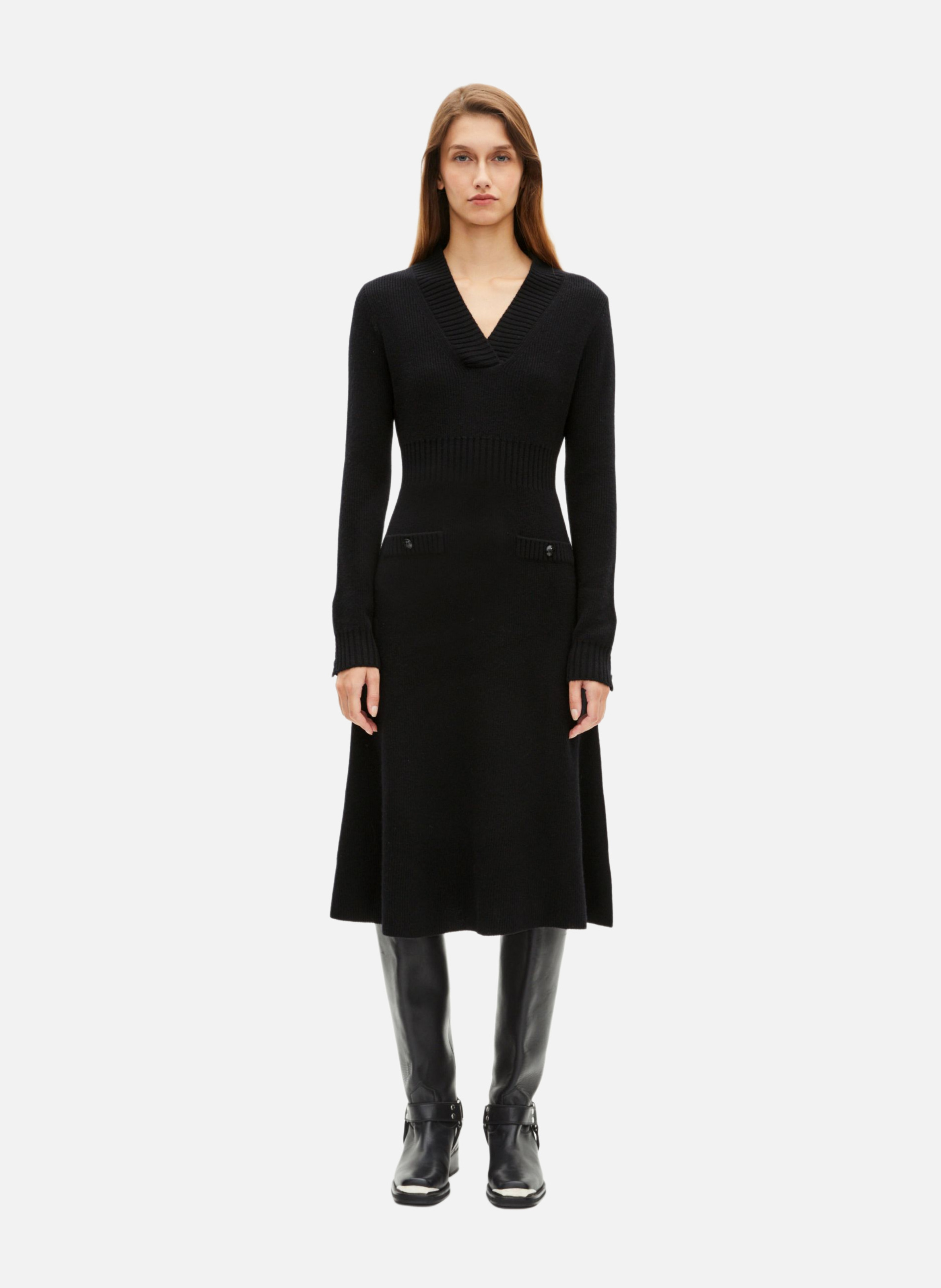 THE KOOPLES Robe longue en laine Noir