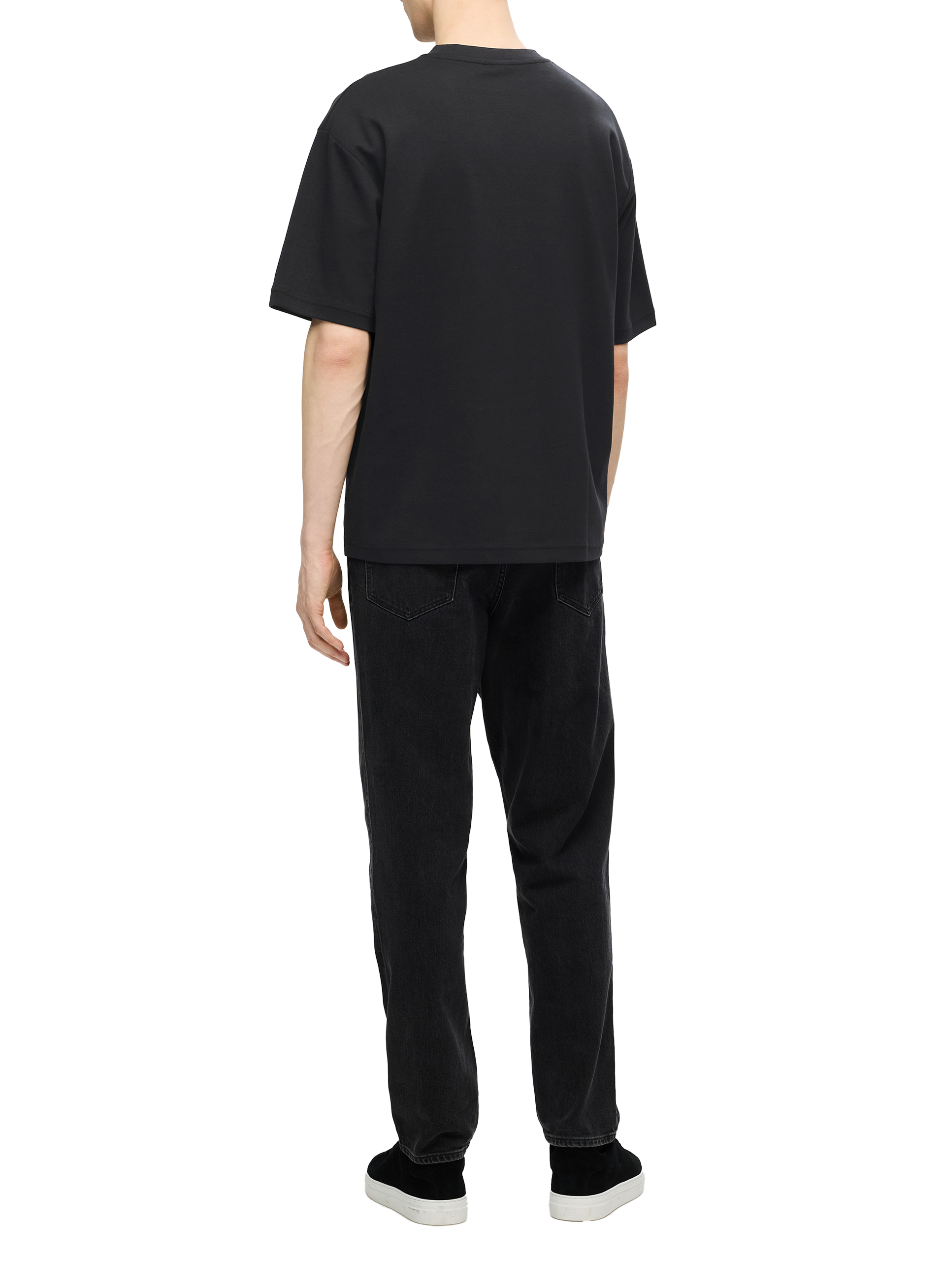 Plain t-shirt in blended cotton SELECTED Black