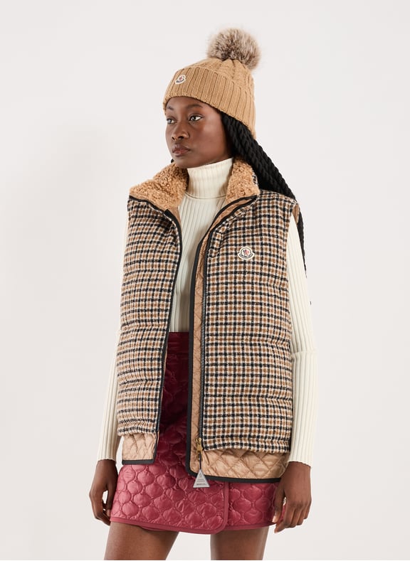 Doudounes sans manches en laine mélangée Gris by MONCLER MONCLER Doudounes sans manches en laine mélangée Gris