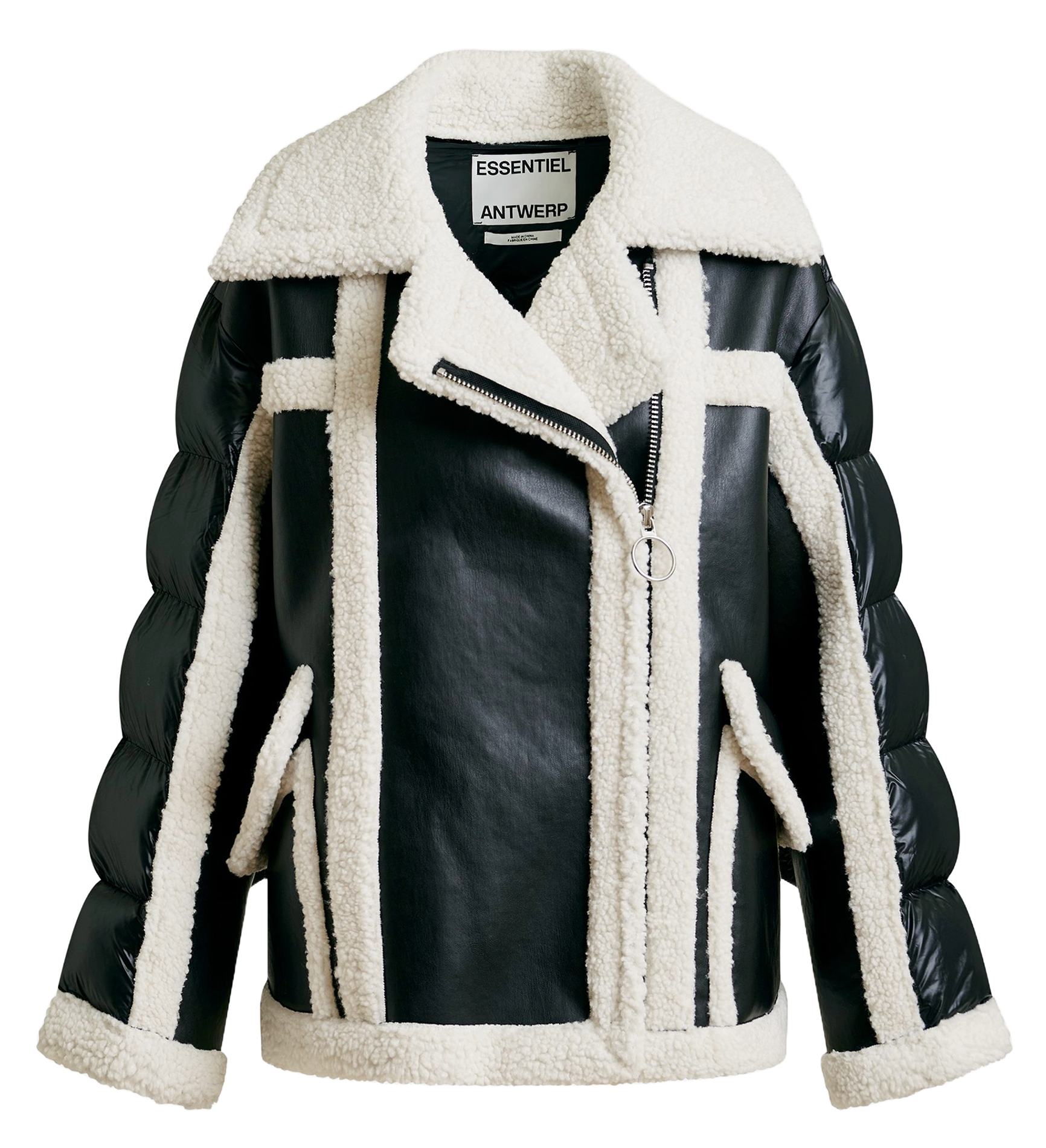 Veste col tailleur en shearling ifie ESSENTIEL ANTWERP Noir