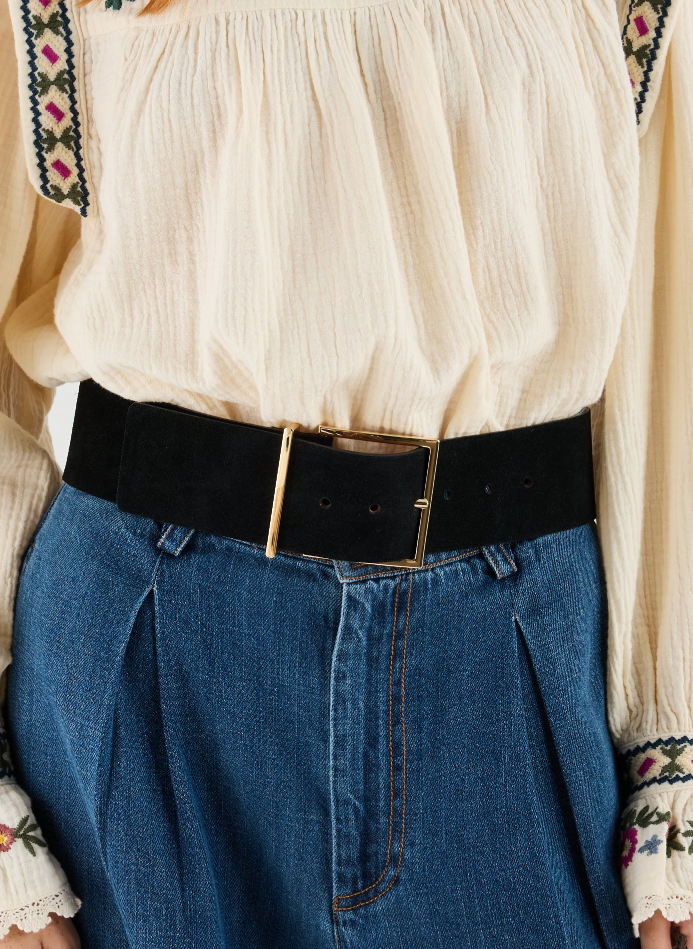 Large ceinture en cuir suédé SAISON 1865 Noir