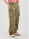 Cargo délavé en coton | Kaki by GANNI GANNI Cargo délavé en coton | Kaki
