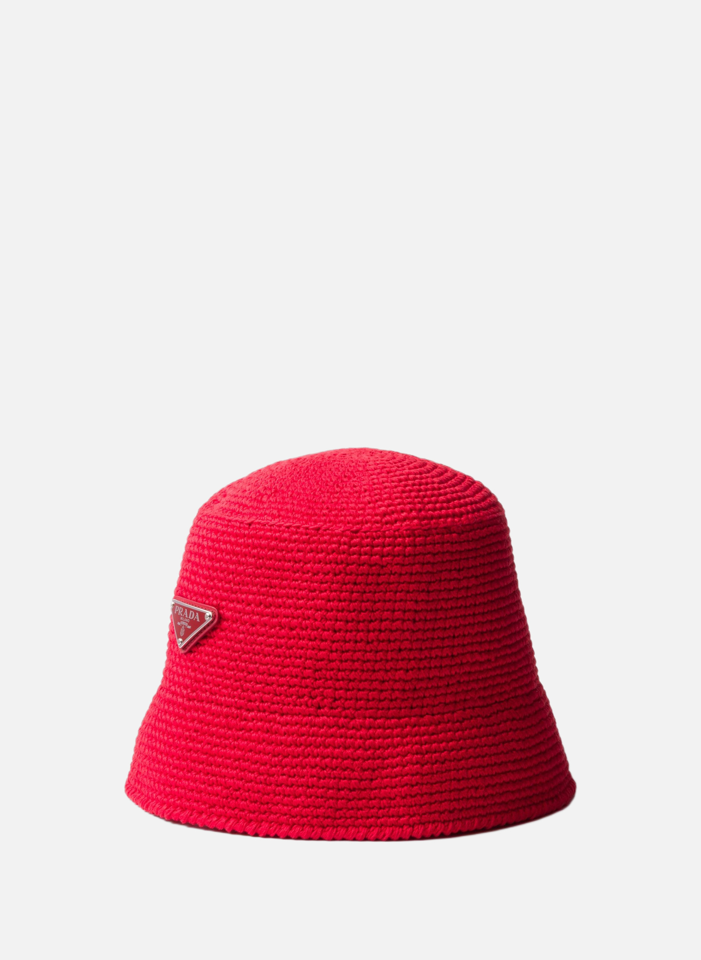 Chapeau bob en crochet PRADA Rouge