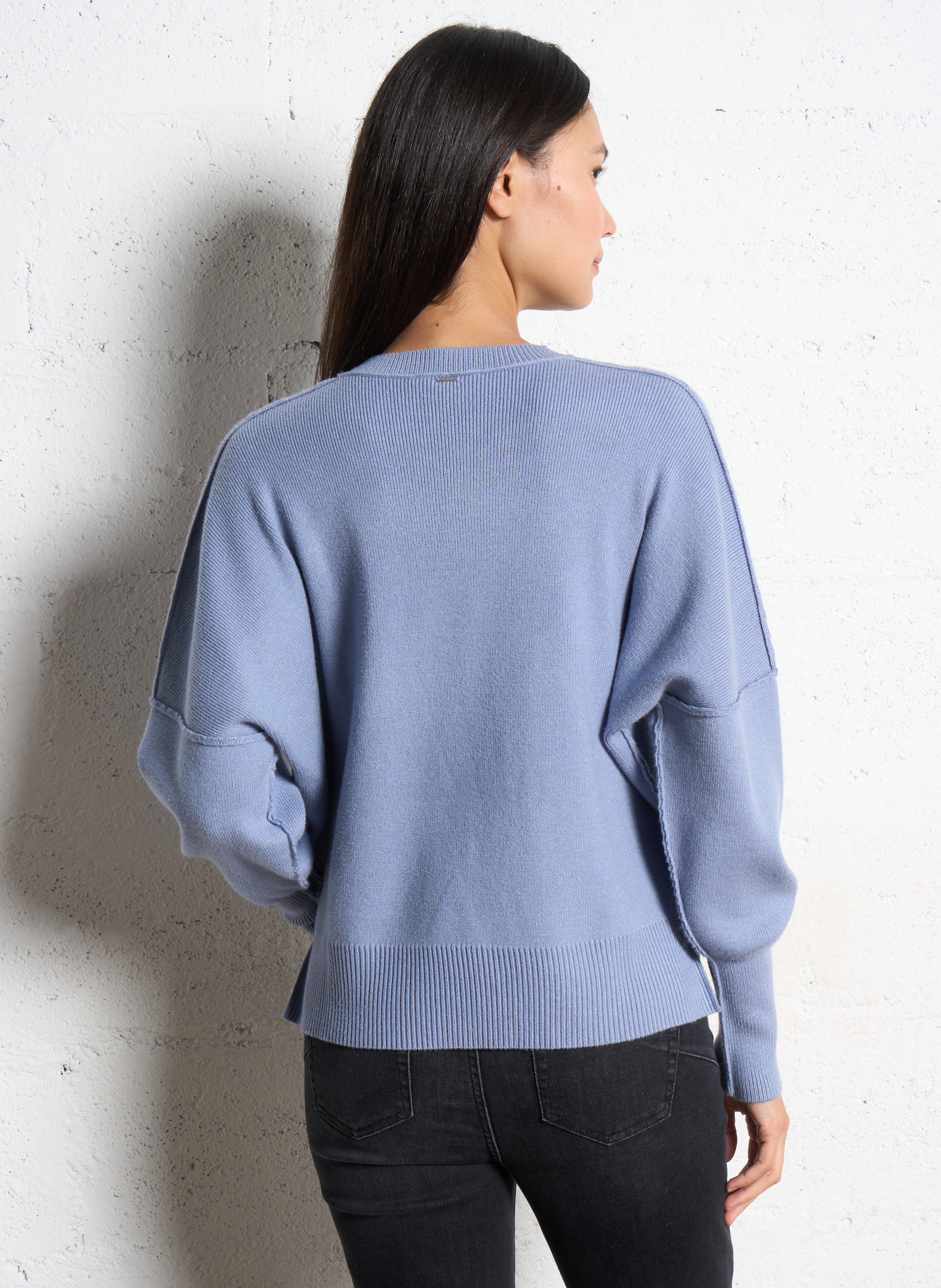 Pull oversize col rond IKKS Bleu