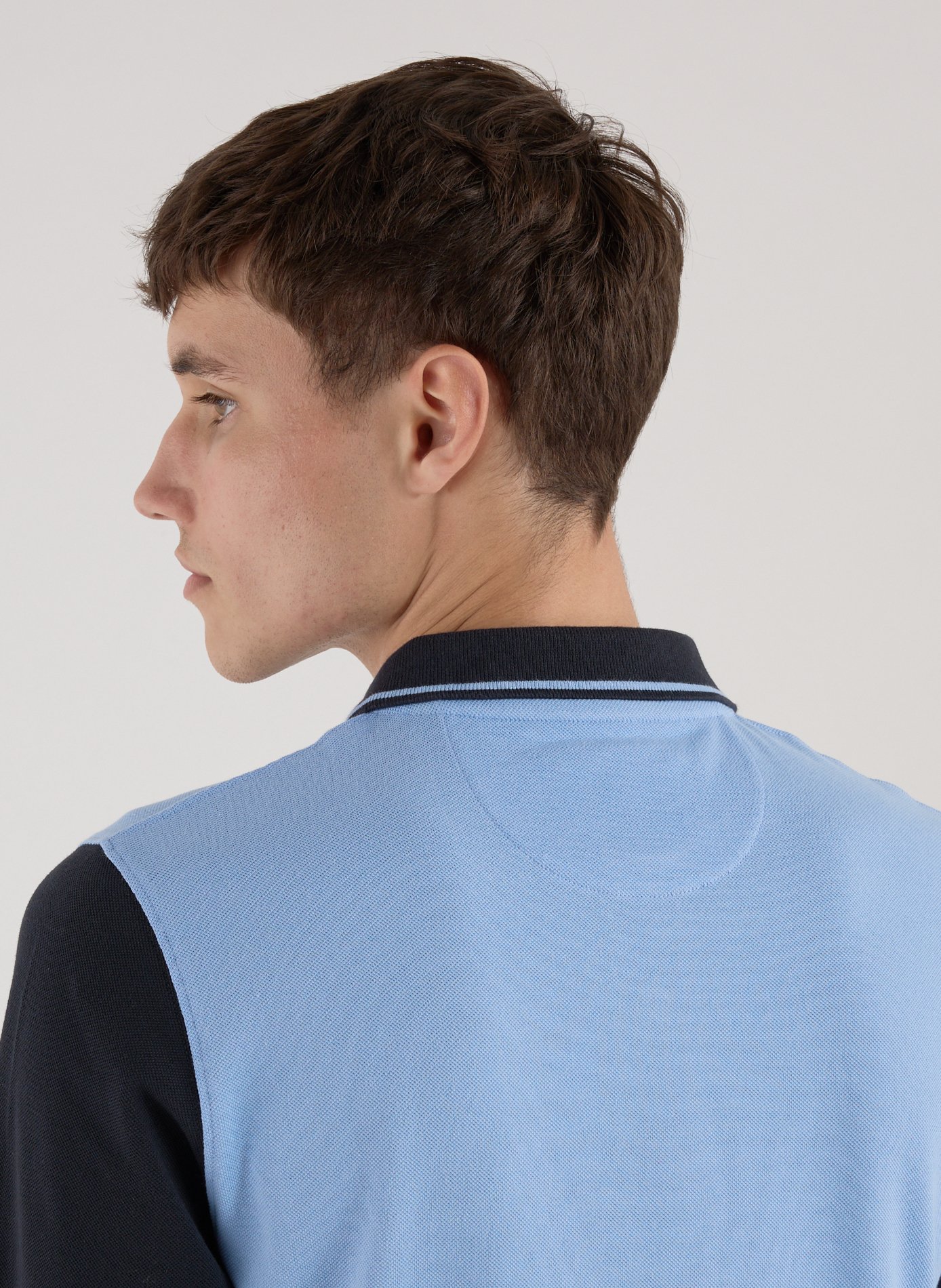 Long-sleeved cotton polo shirt EDEN PARK Blue
