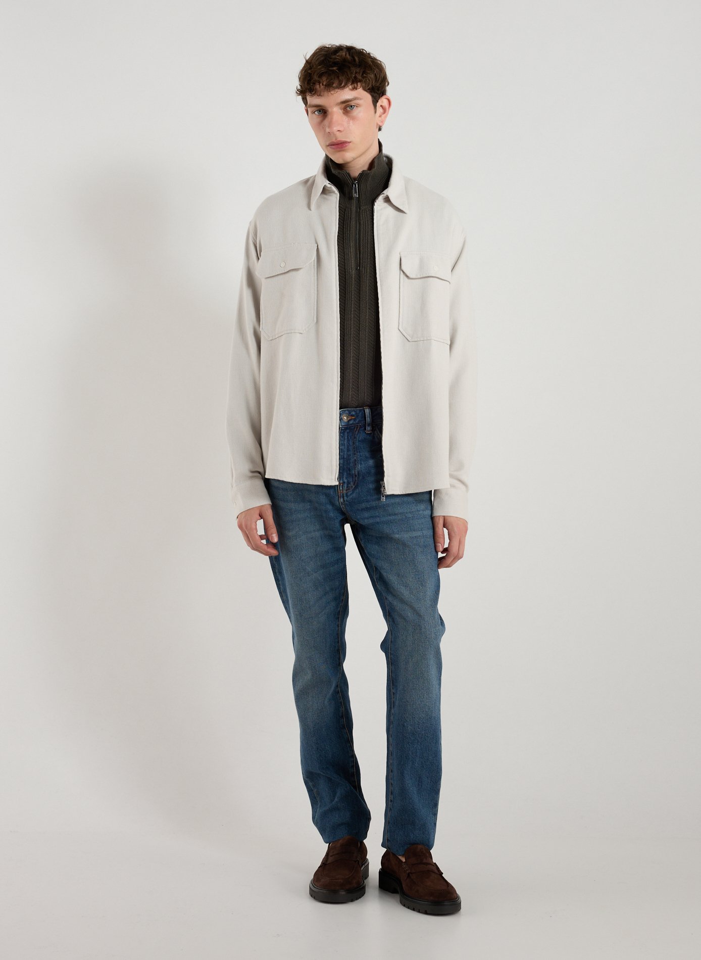 Chemise col classique manches contrastantes en coton ARMANI EXCHANGE Multicolour