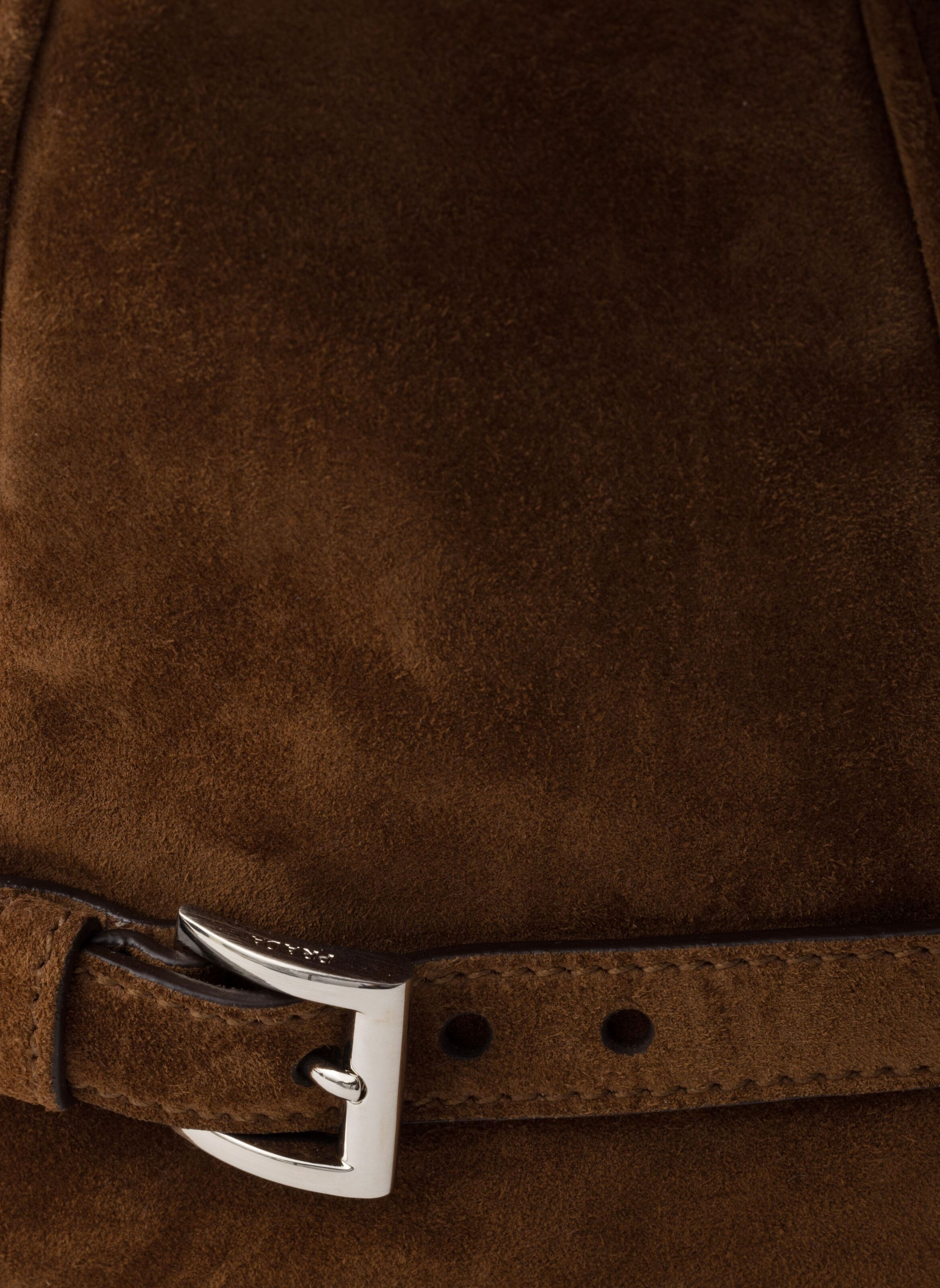 Sac à bandoulière en suède PRADA Marron