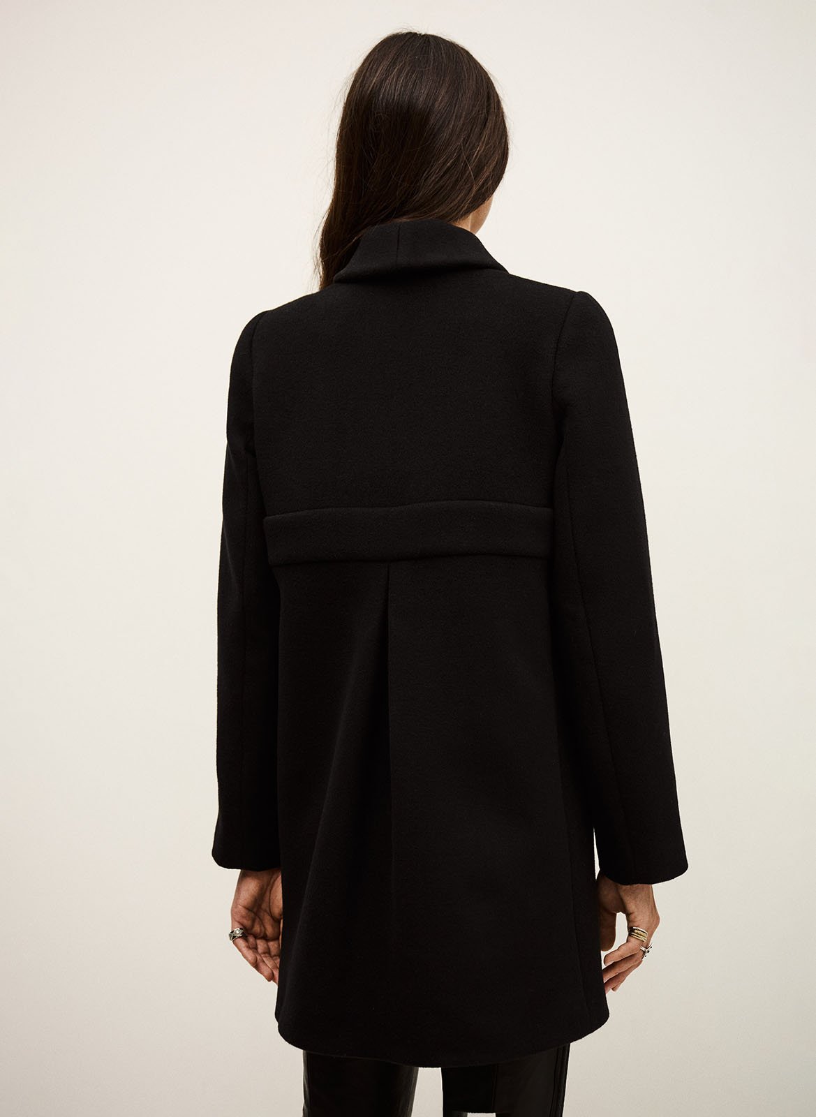 Manteau droit col tailleur en laine mélangée thea BA&SH Noir