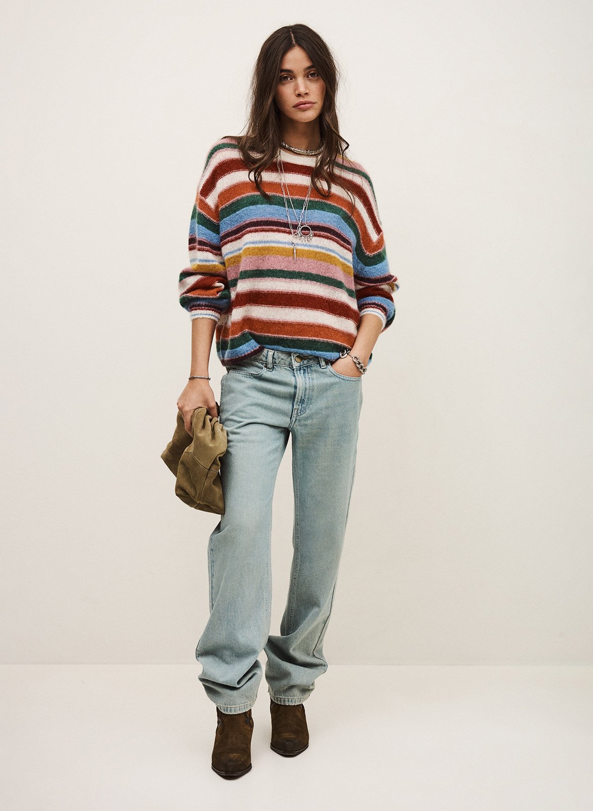 Gestreepte oversized wollen trui Serena BA&SH Veelkleurig