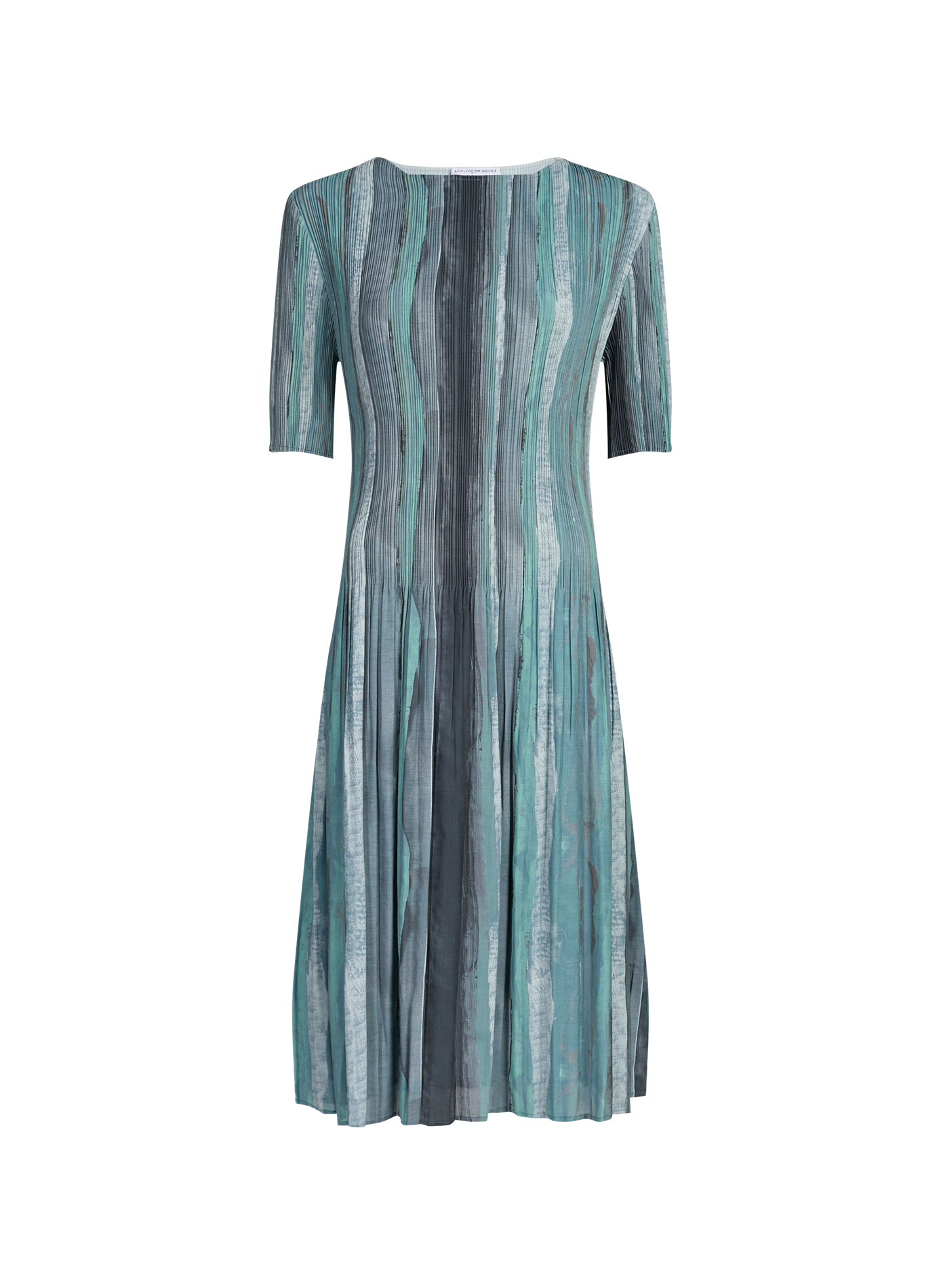 Pleated dress with round neckline ADOLFO DOMINGUEZ Multicolour
