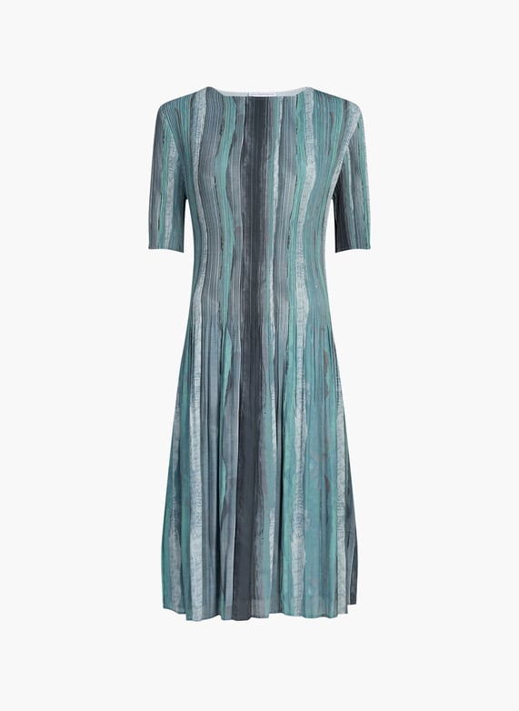 Multicolor round neck pleated dress Adolfo Dominguez - Woman | Printemps Multicolor round neck pleated dress Adolfo Dominguez - Woman | Printemps