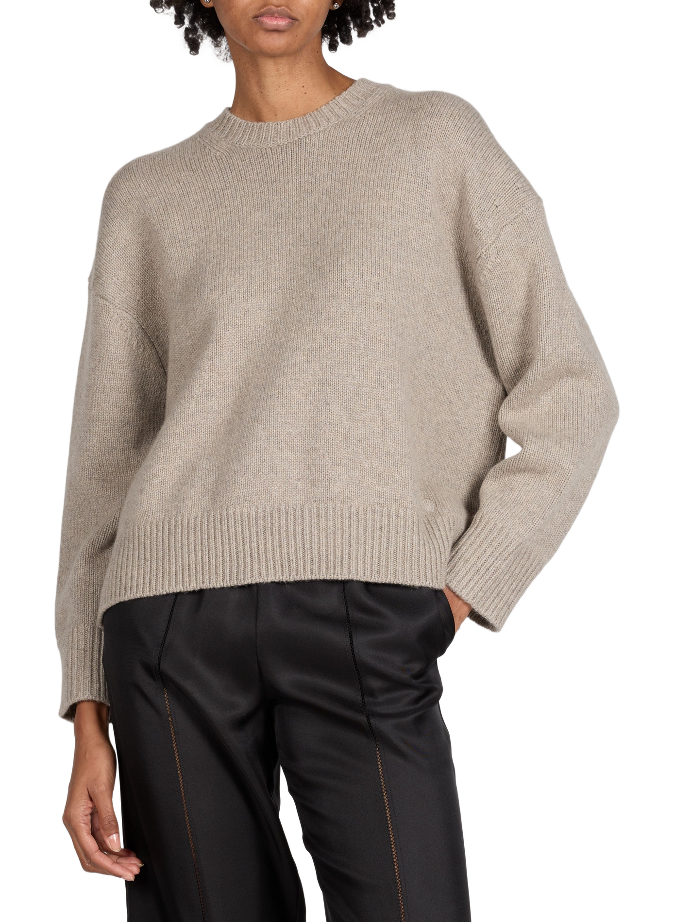 Ribbed round neck cashmere sweater LOULOU DE SAISON Beige