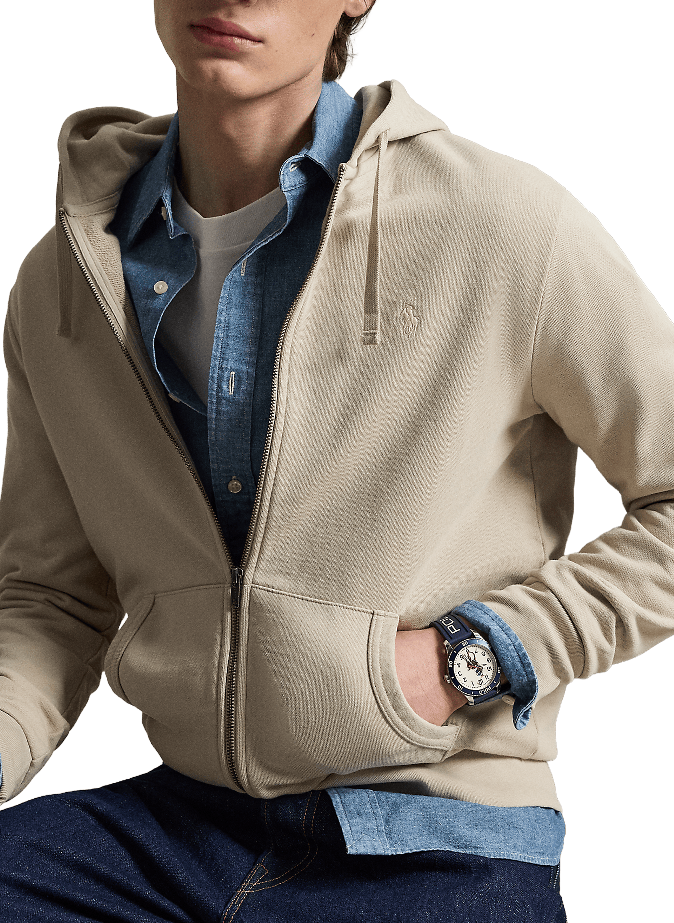 Hoodie zippée en coton POLO RALPH LAUREN Gris