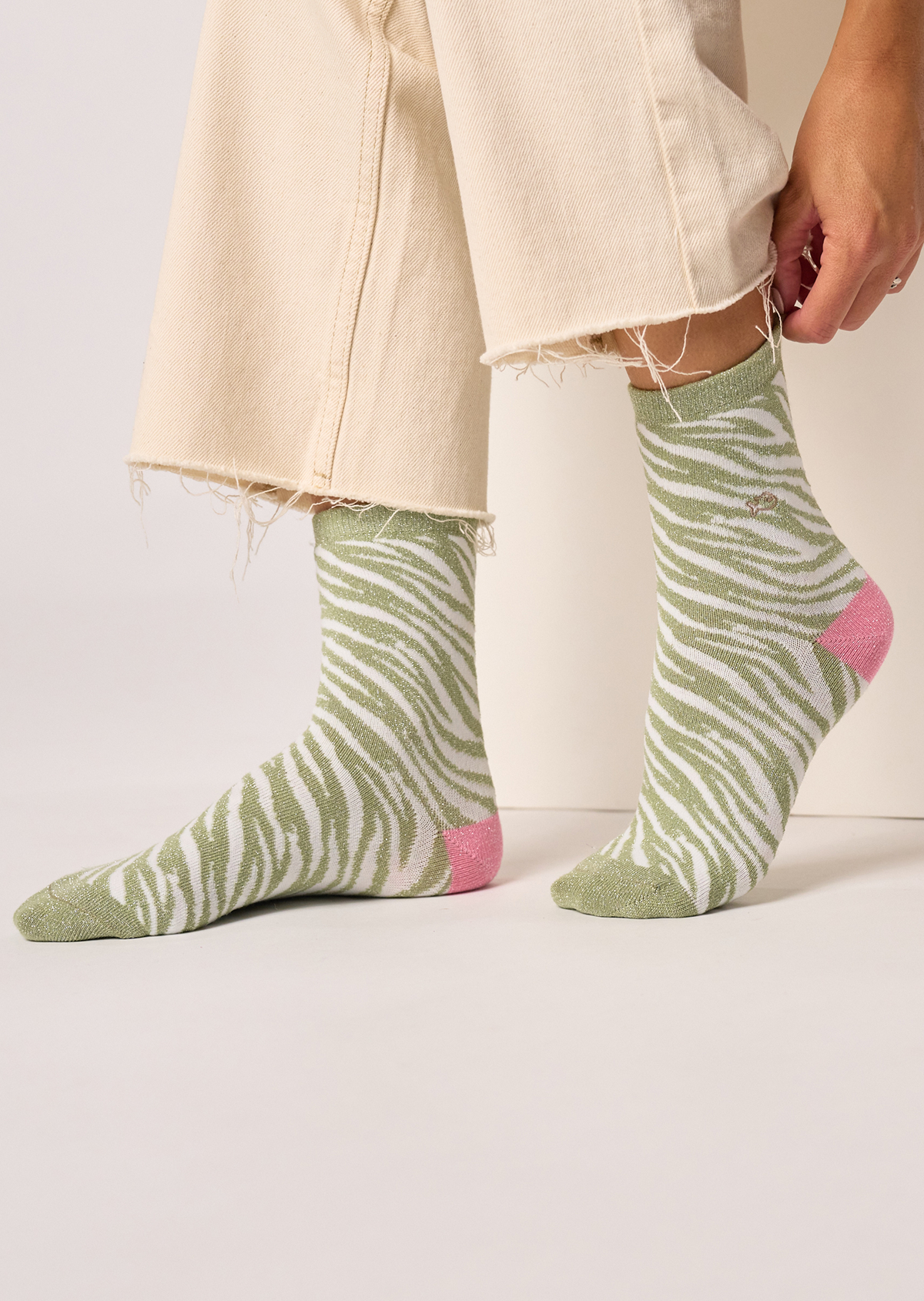 Chaussettes en coton peigné zèbre BILLYBELT Vert
