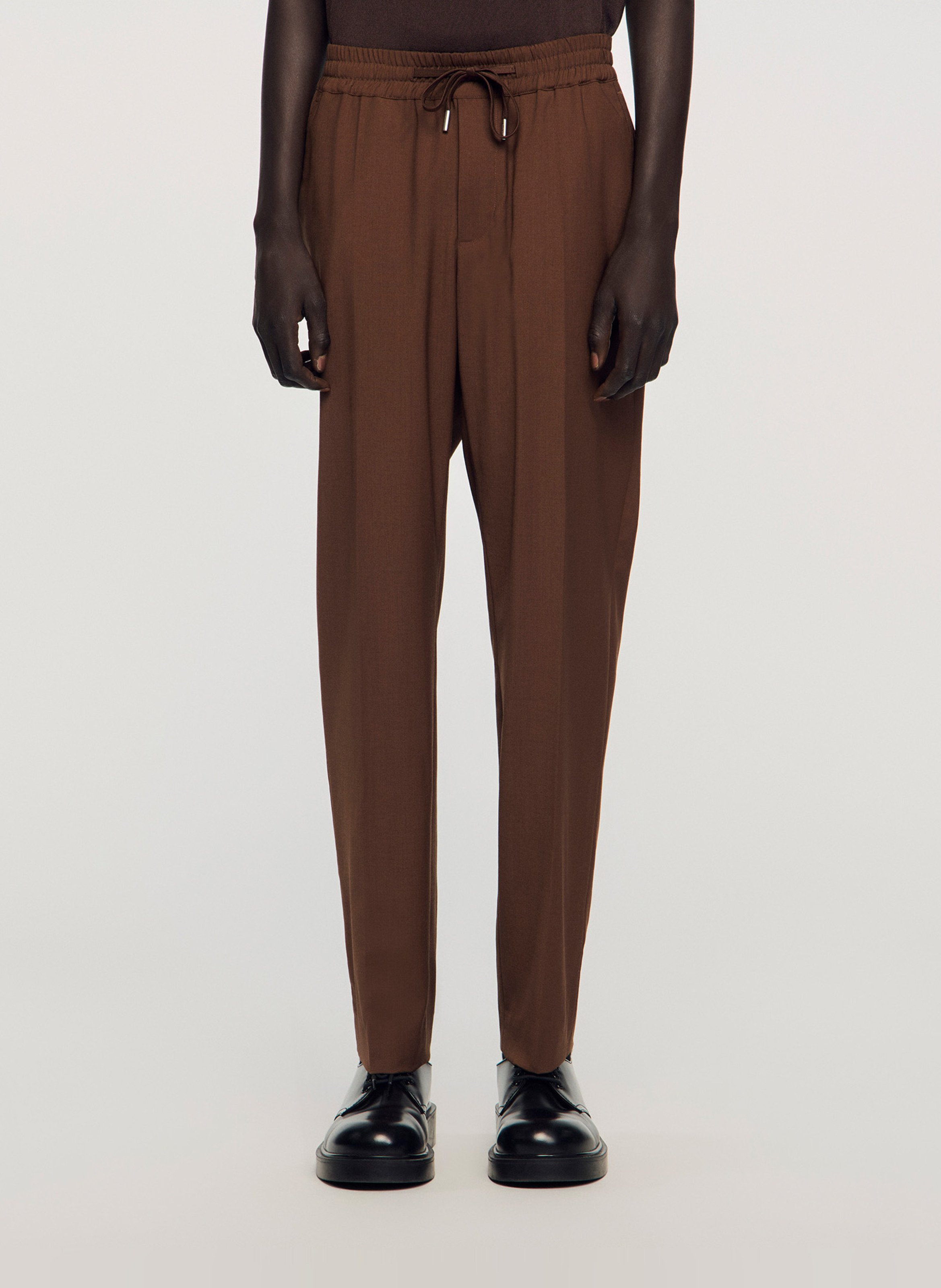 Pantalon droit élastiqué SANDRO Marron