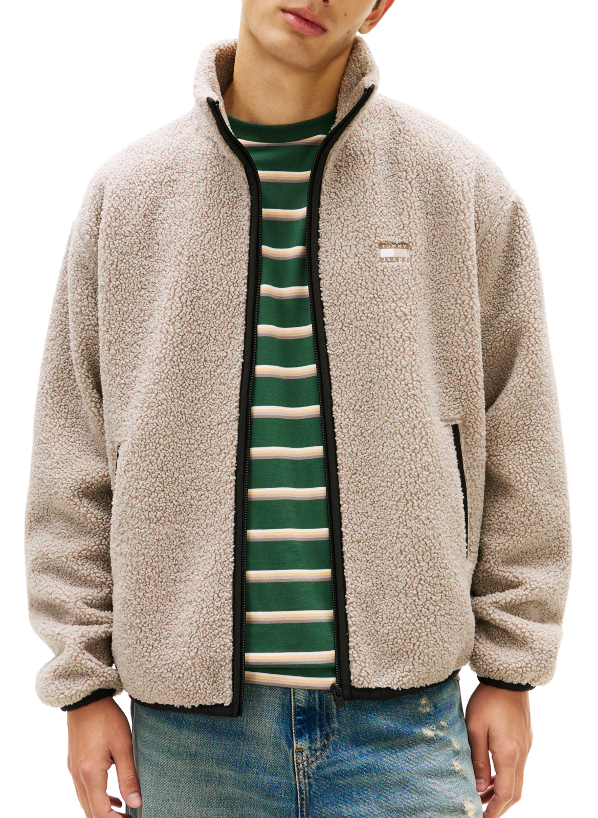 Shearling high-neck jacket TOMMY HILFIGER Grey