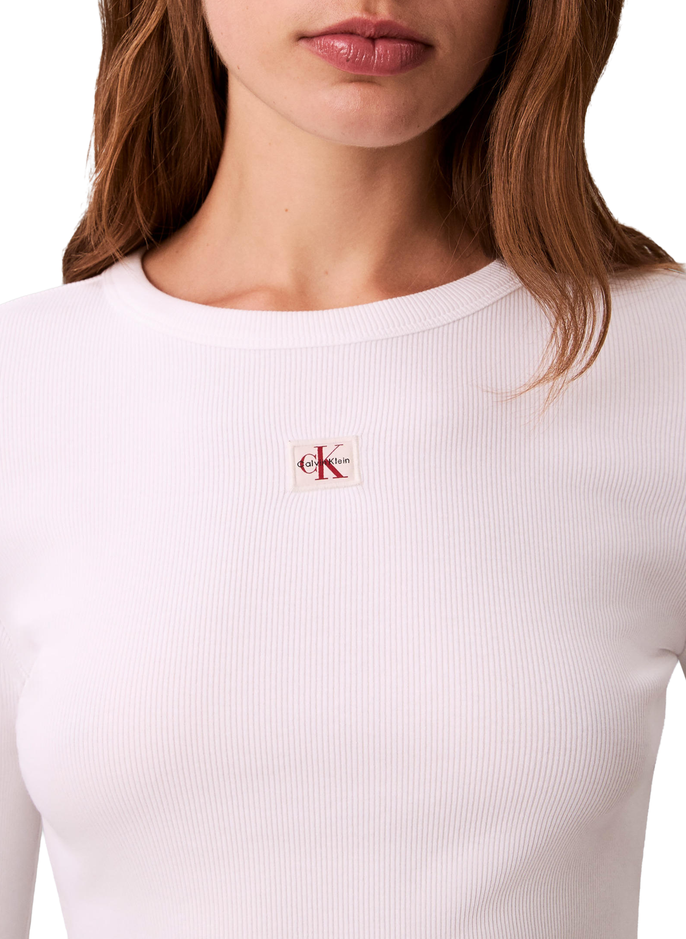Top manches longues à logo CALVIN KLEIN Blanc
