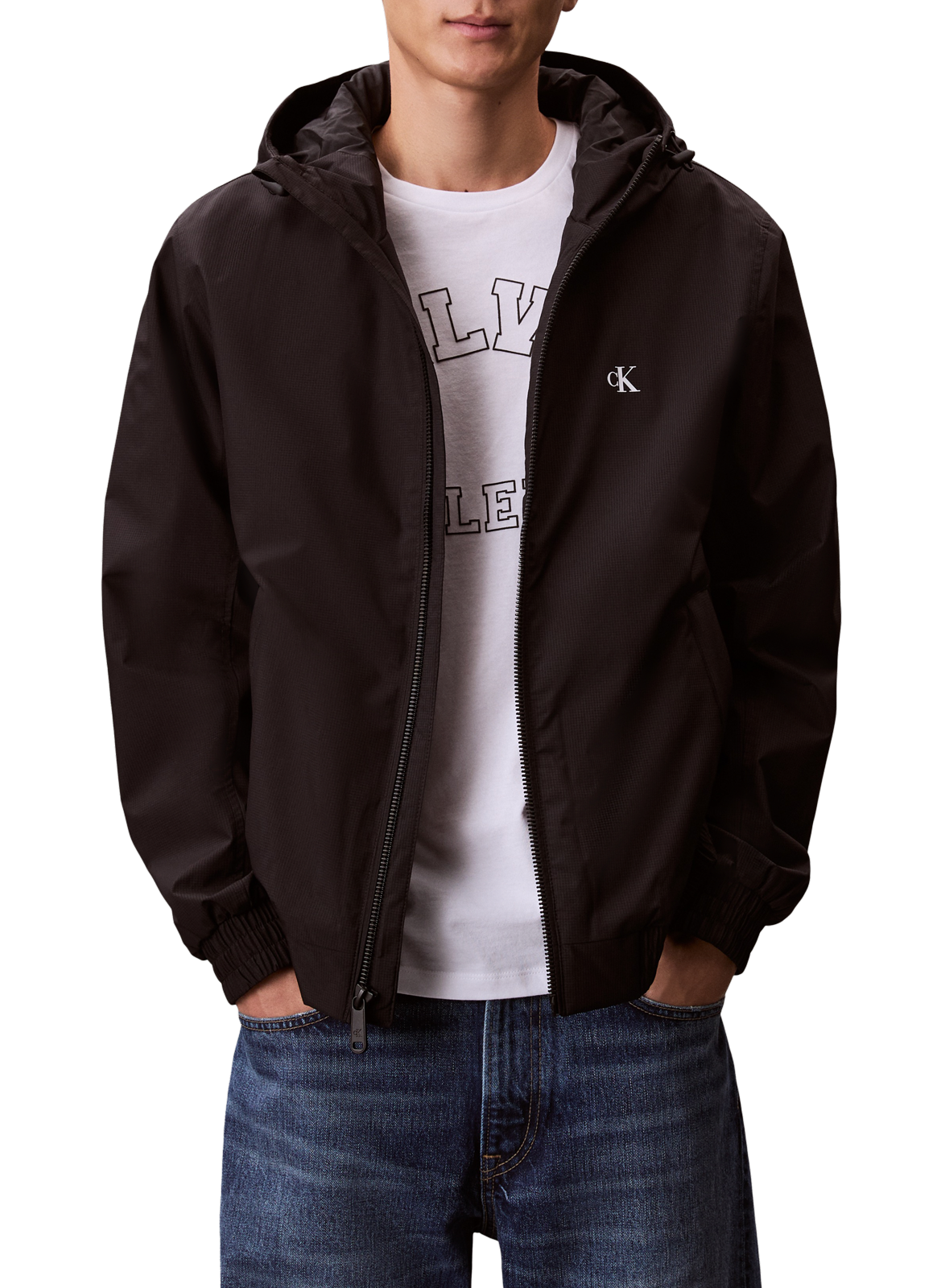 Veste coupe-vent à logo CALVIN KLEIN Noir