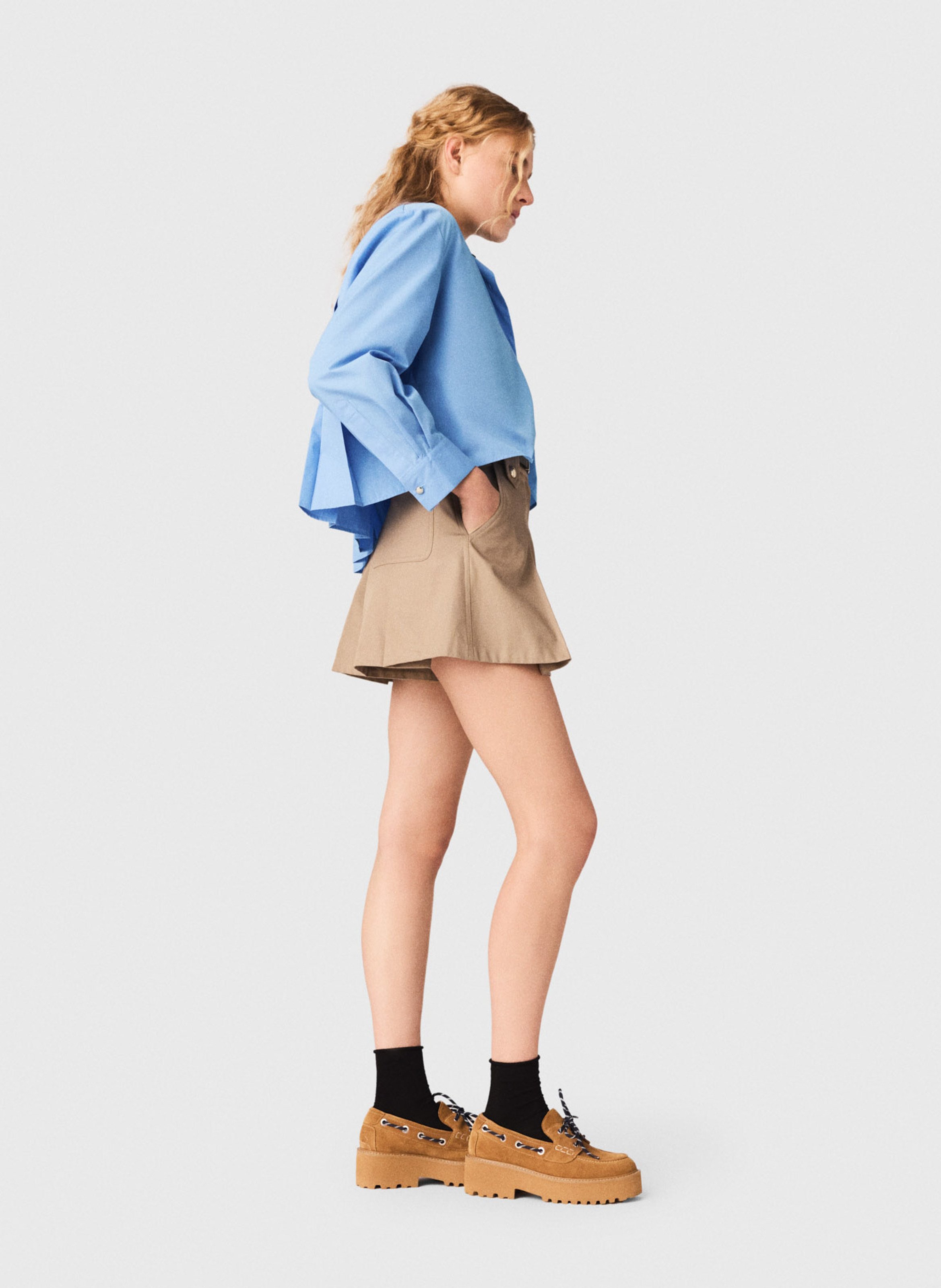 Short tailleur en coton MAJE Beige