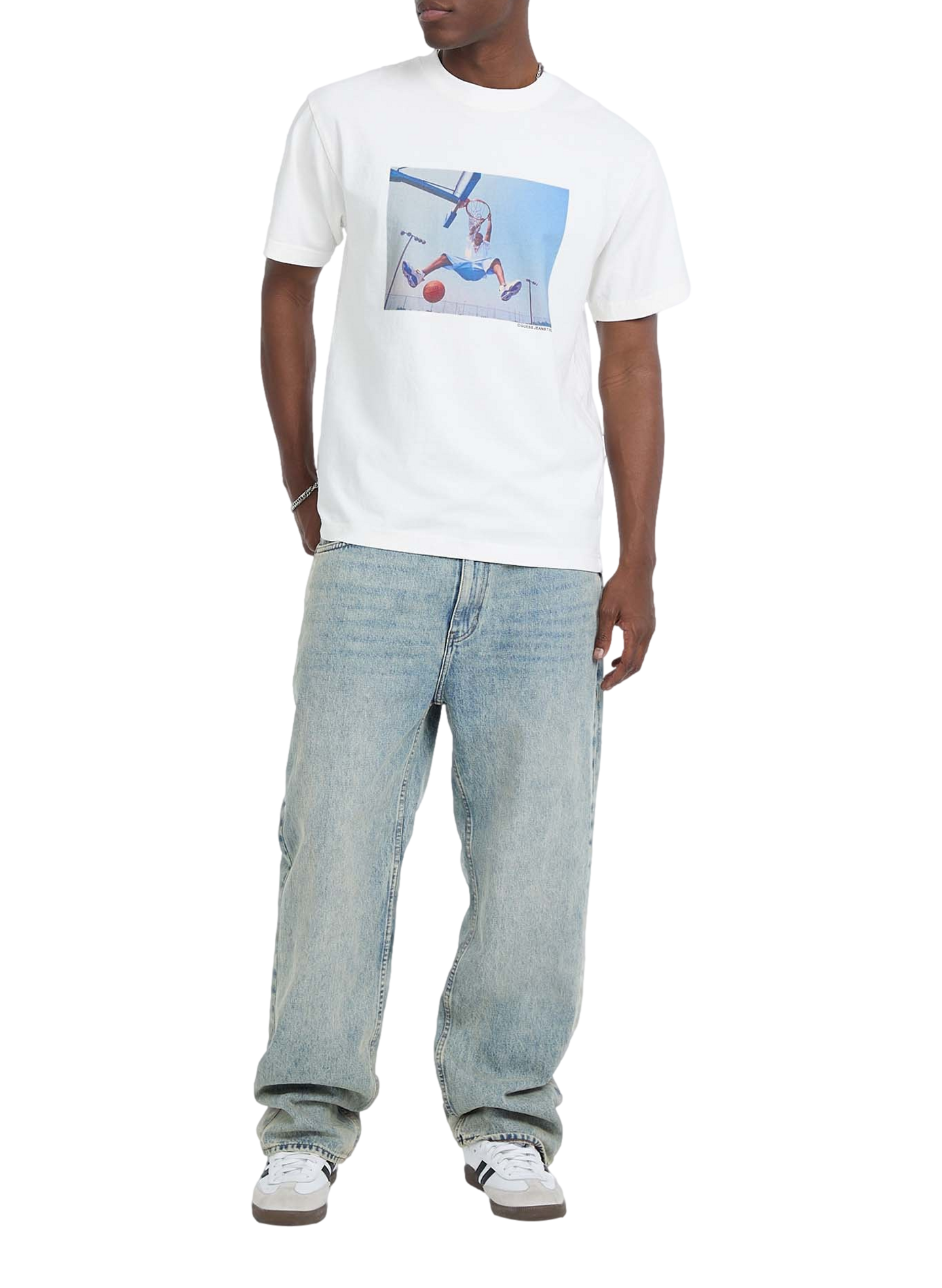 T-shirt imprimé Allen en coton GUESS Blanc