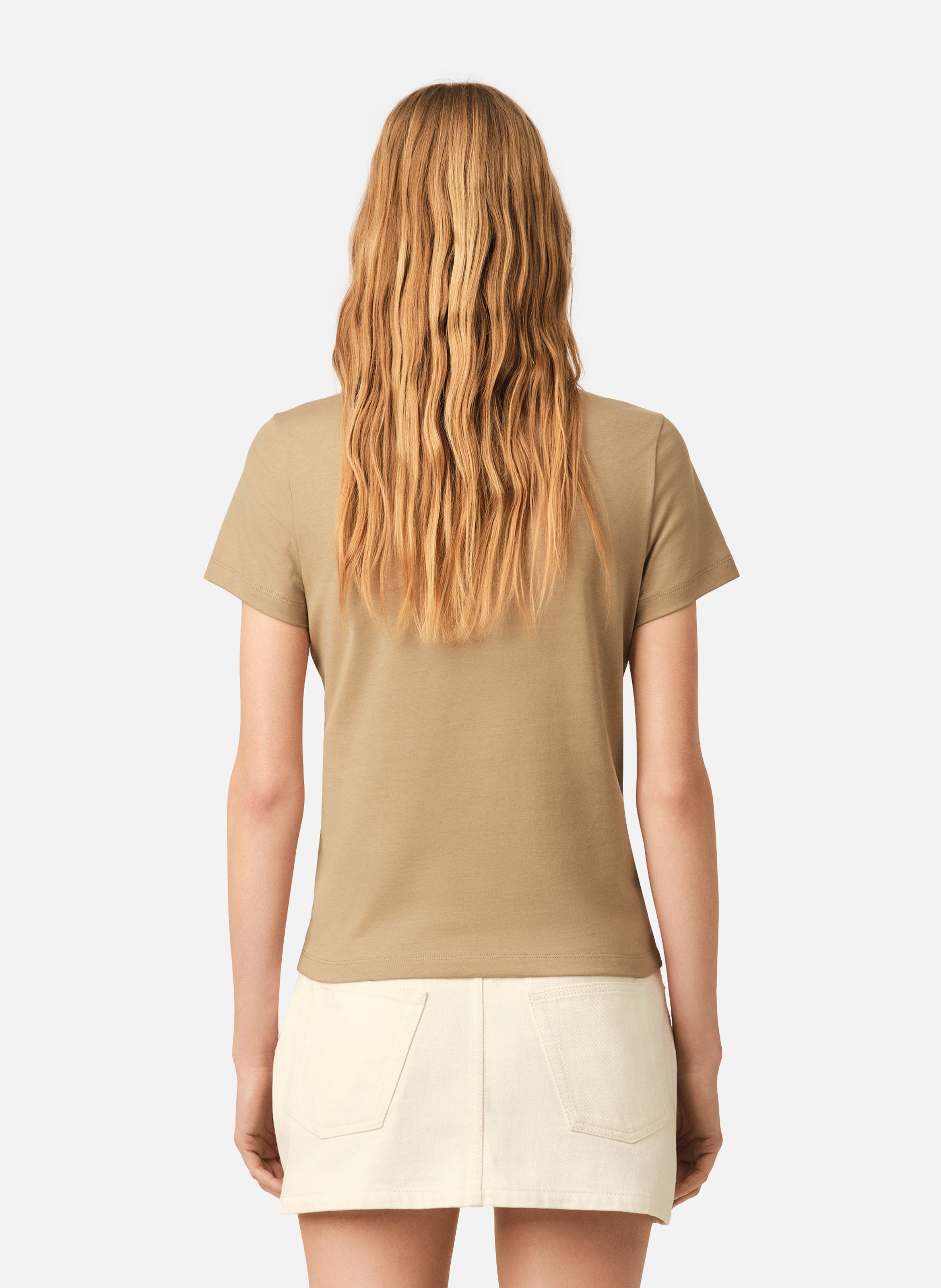 T-shirt ami de coeur croppé en coton AMI PARIS Beige