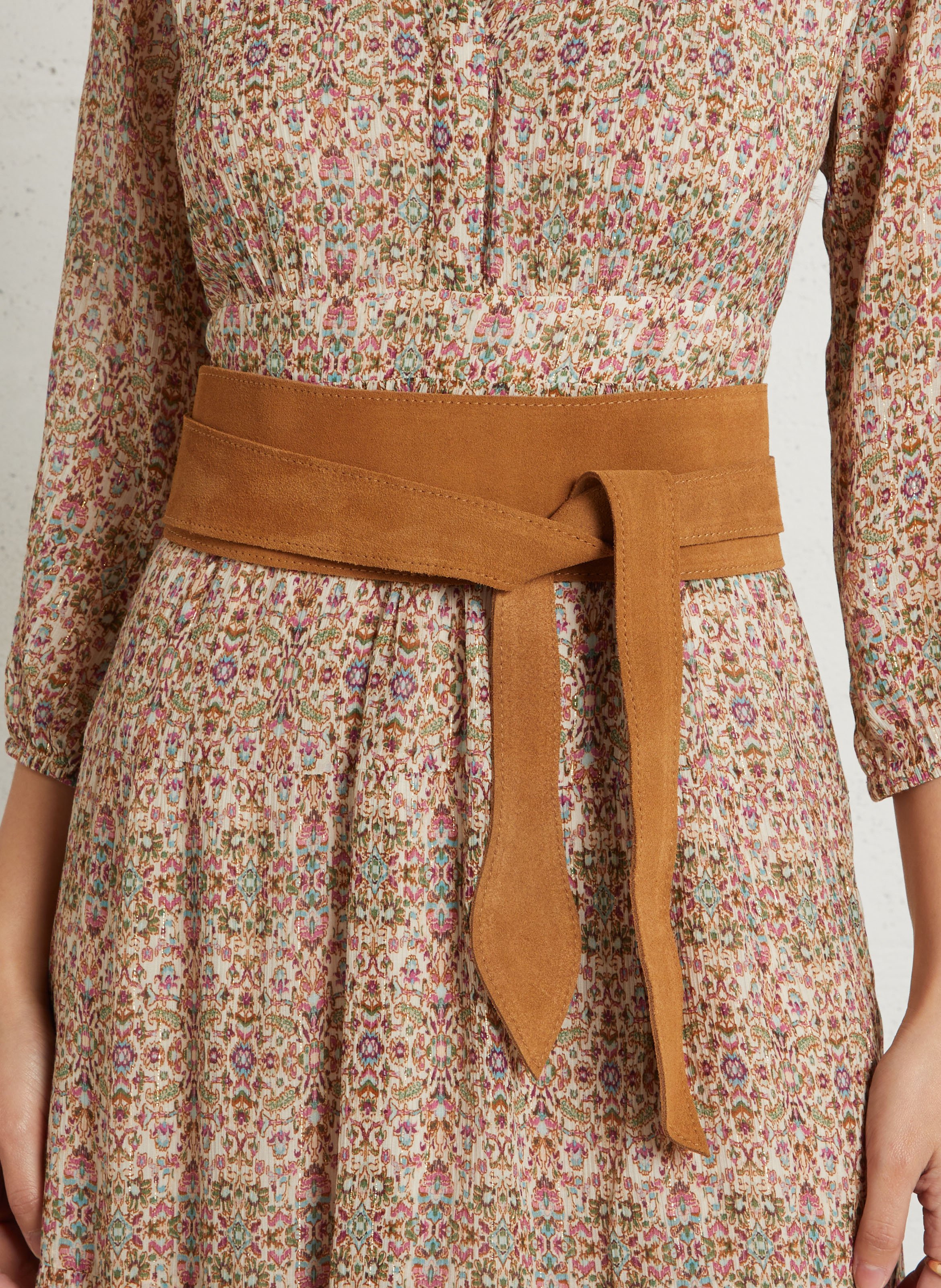 Ceinture large en cuir suédé elias MAISON 123 Beige
