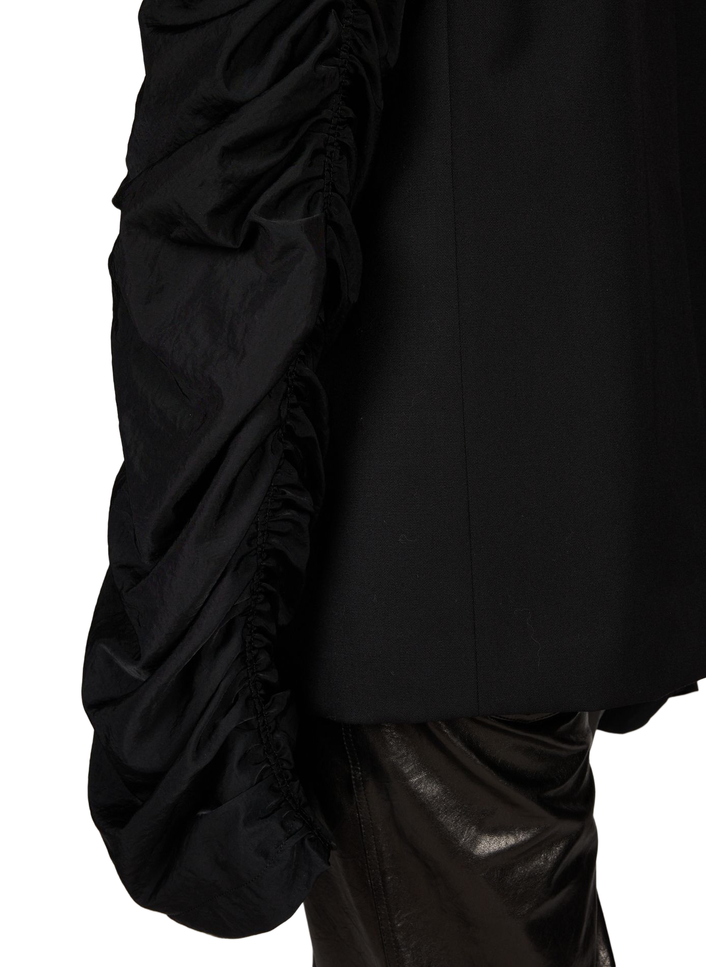 Straight wool blazer with gathered sleeves SEAN SUEN Black