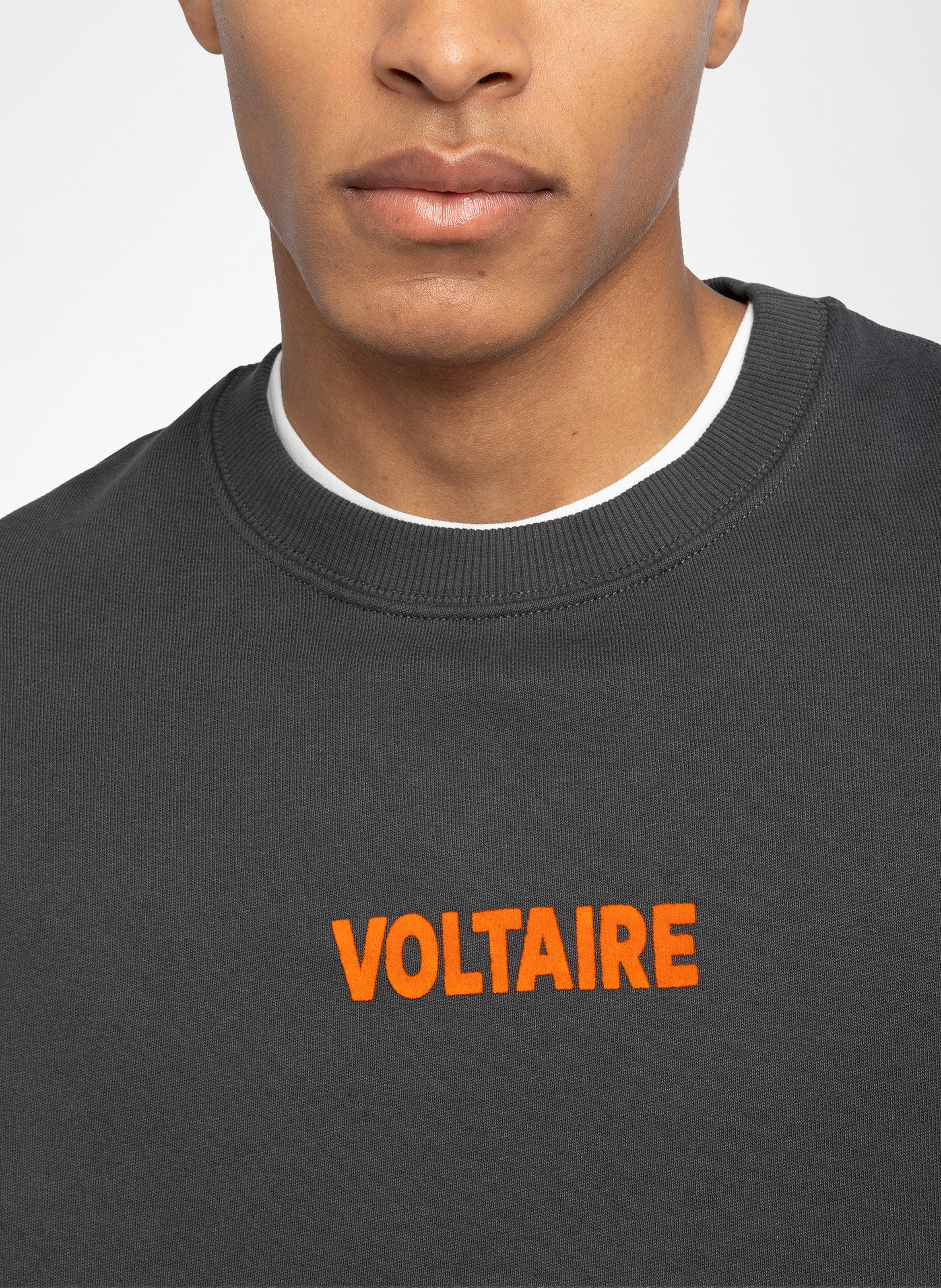 Sweat droit col rond sérigraphié en coton mélangé aime ZADIG&VOLTAIRE Gris