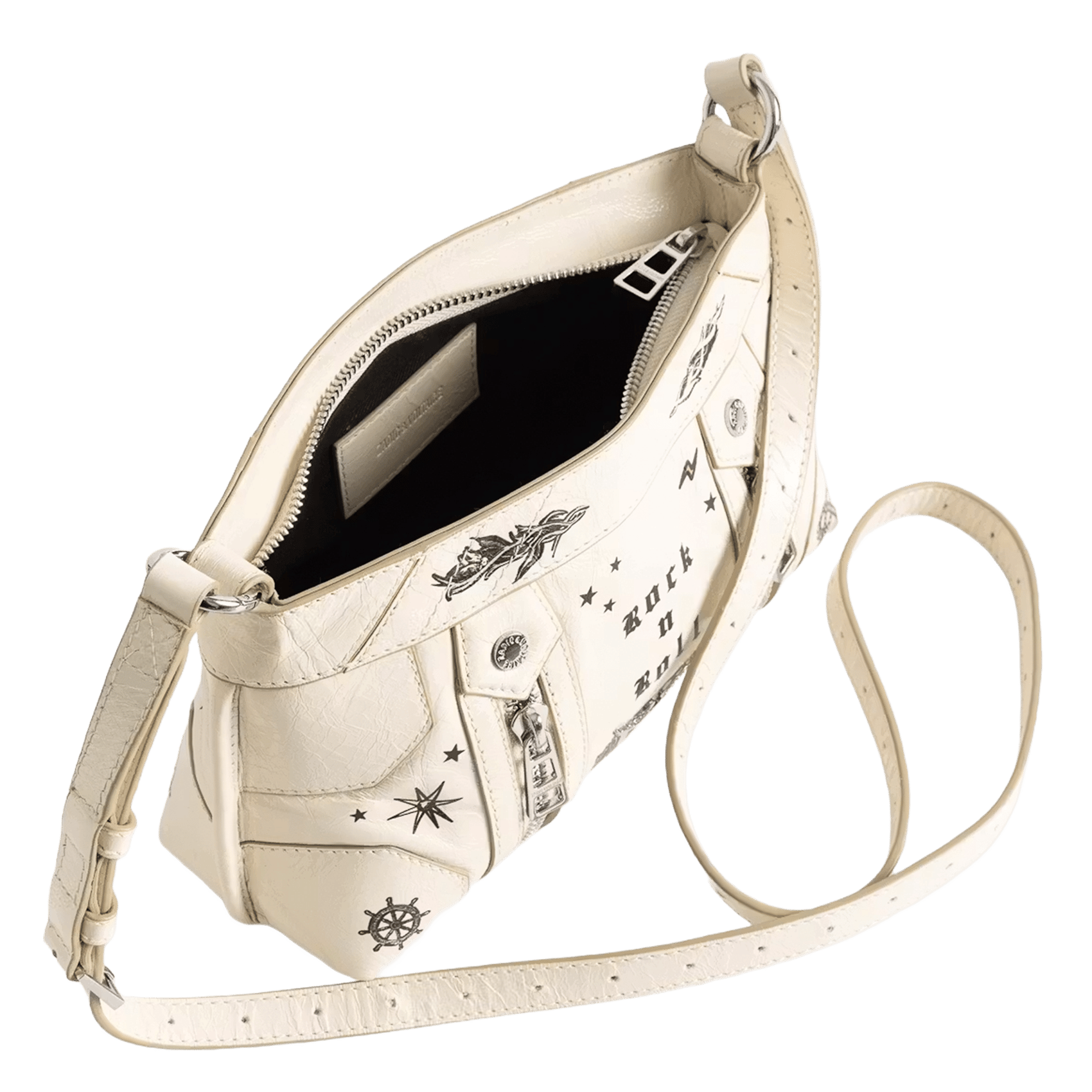 Sac bandoulière en cuir imprimé sunny mood ZADIG&VOLTAIRE Blanc
