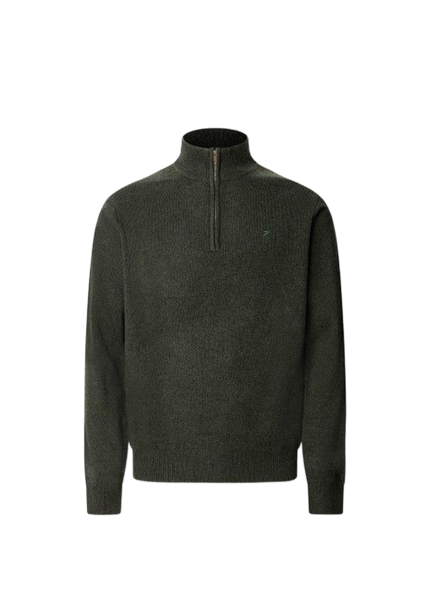 Gerader Pullover aus Wolle mit Stehkragen und Reißverschluss HACKETT Grun