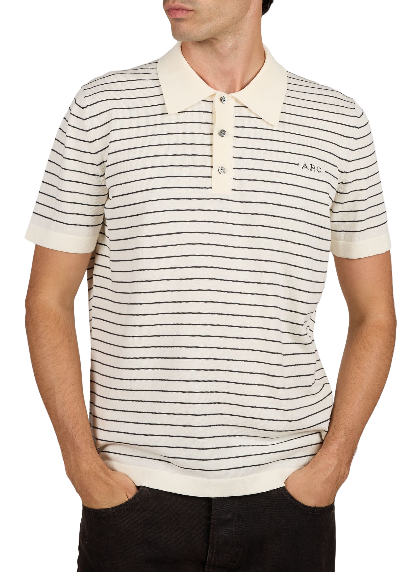 Gestreiftes Baumwollpolo A.P.C. Khaki