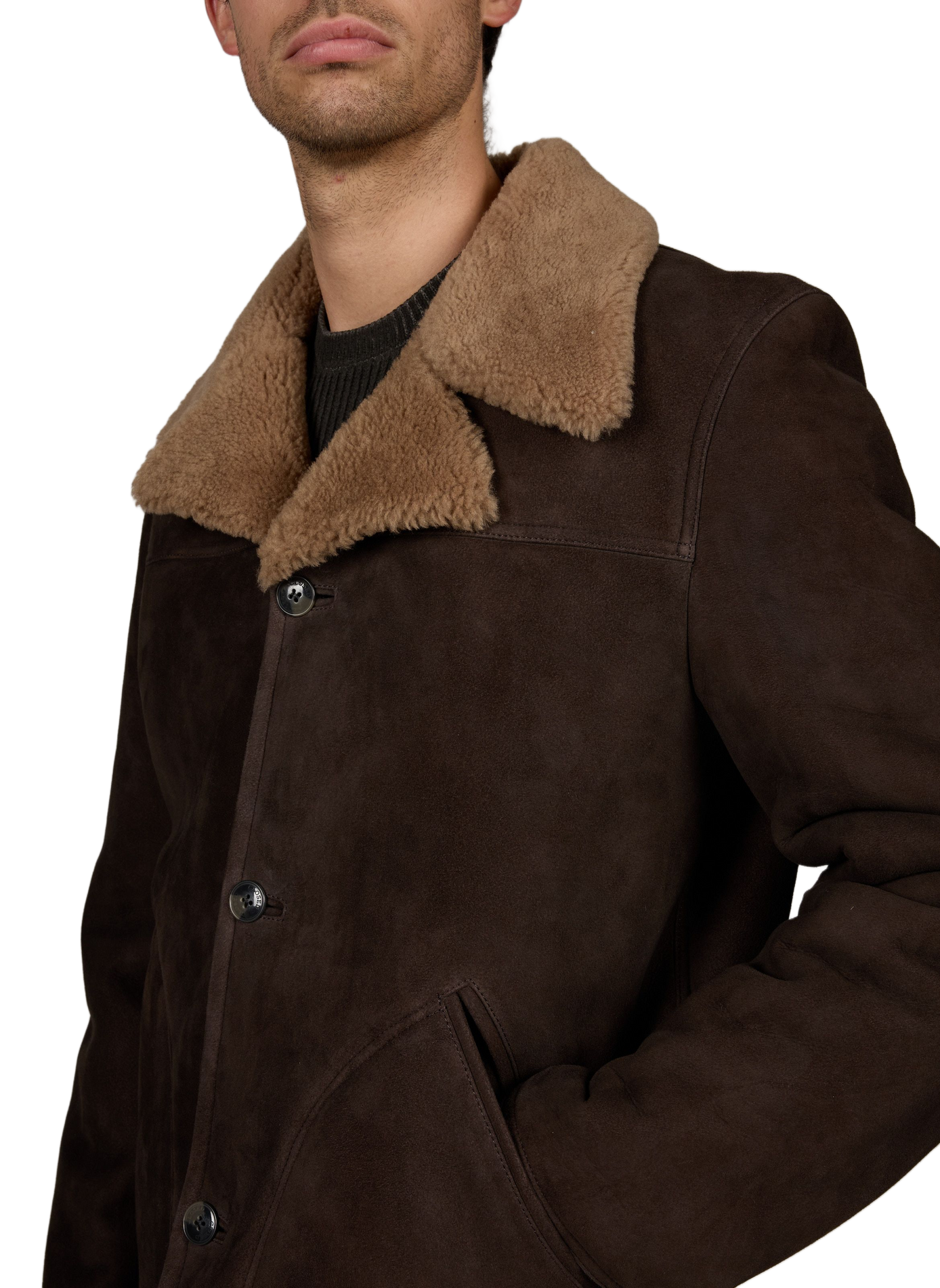 Gerade Lederjacke mit Reverskragen CLOSED Braun