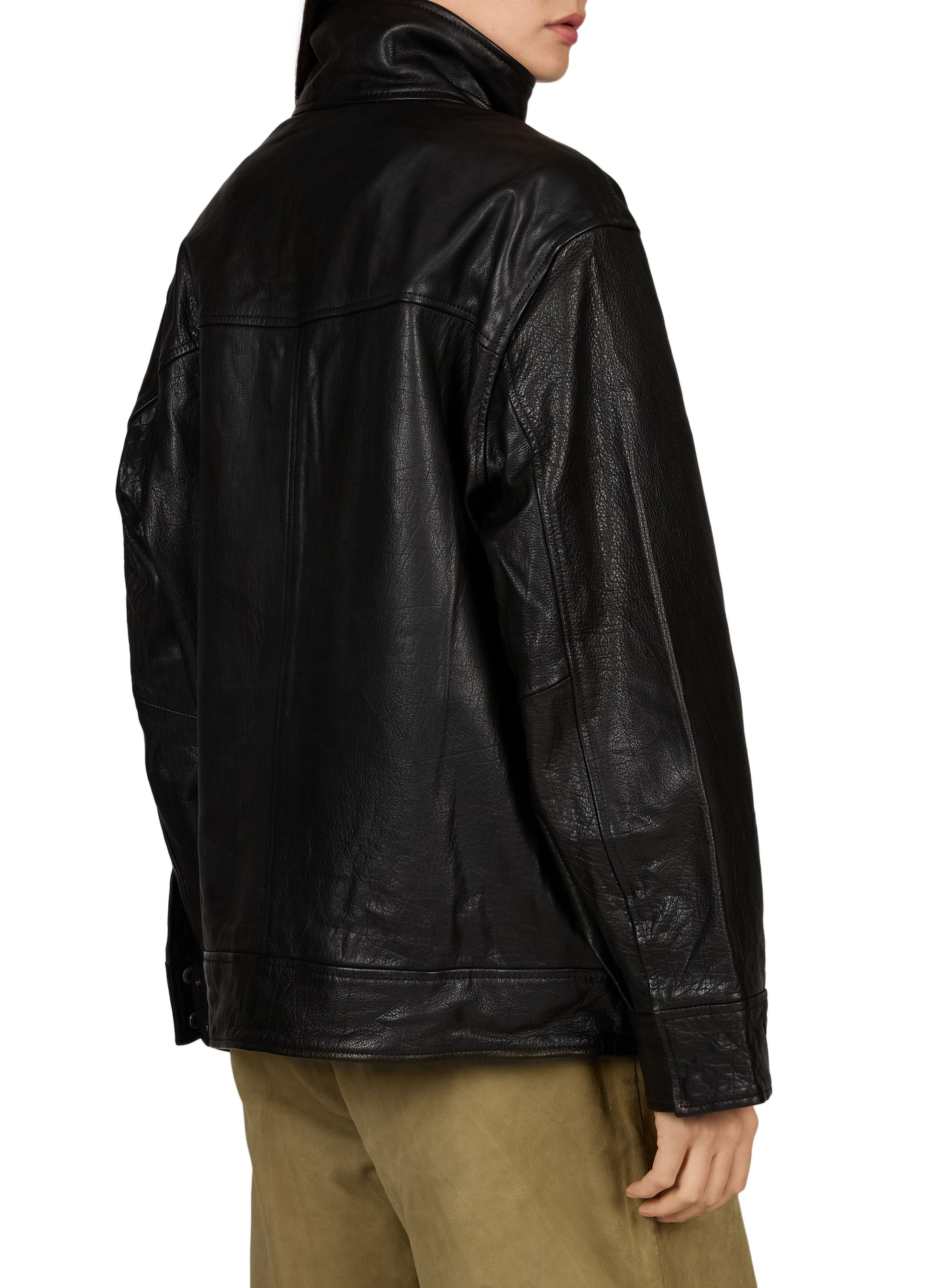 Oversized leather jacket | Black ROUGE EDIT Women