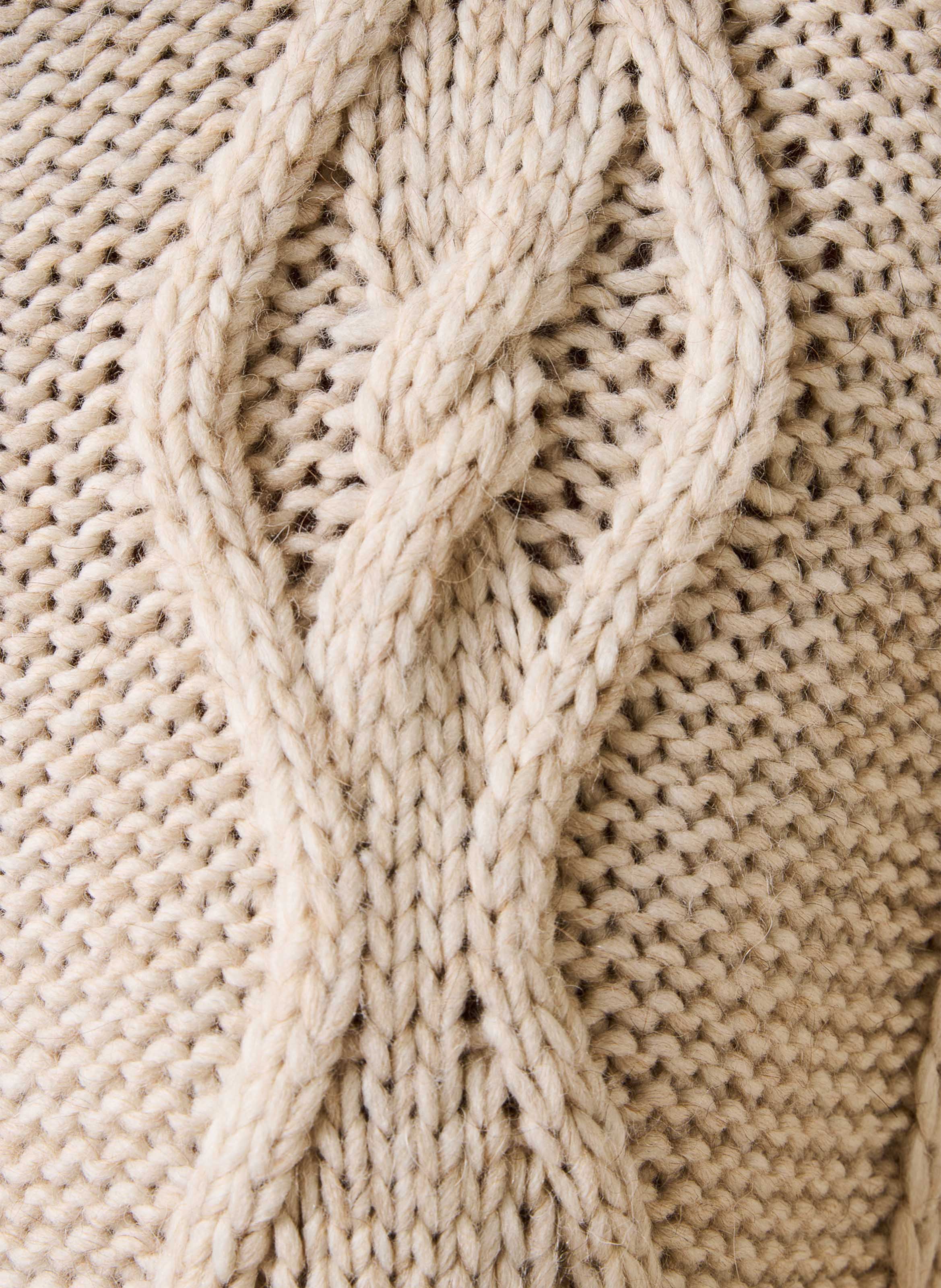 Ruimvallende mouwloze kabeltrui LA FEE MARABOUTEE Beige