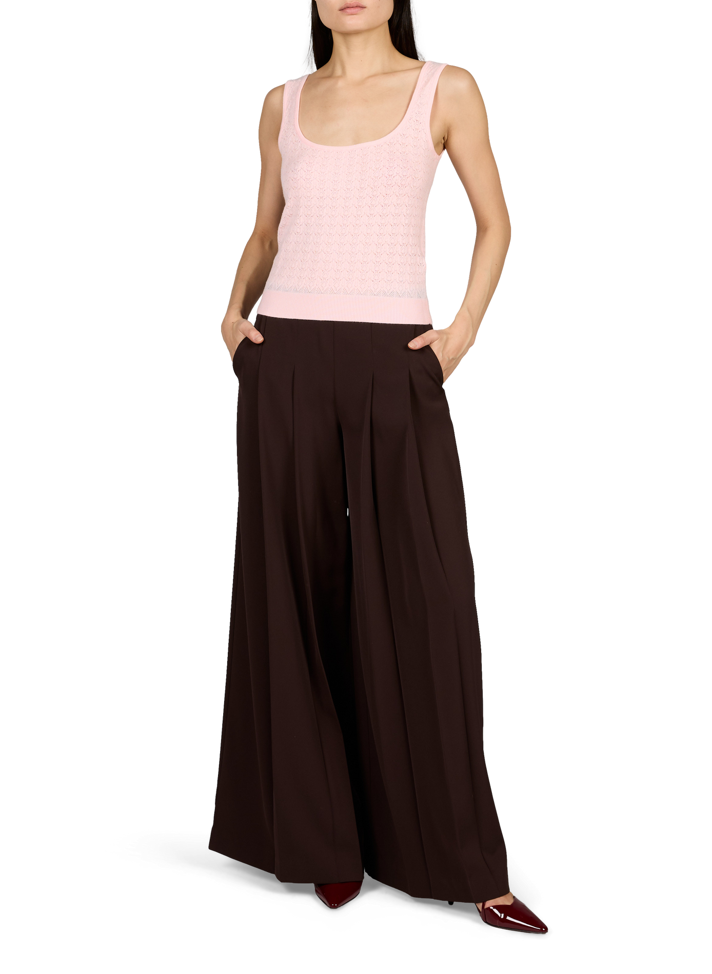 NINA straight-cut tank top in plain knit GUESS Pink