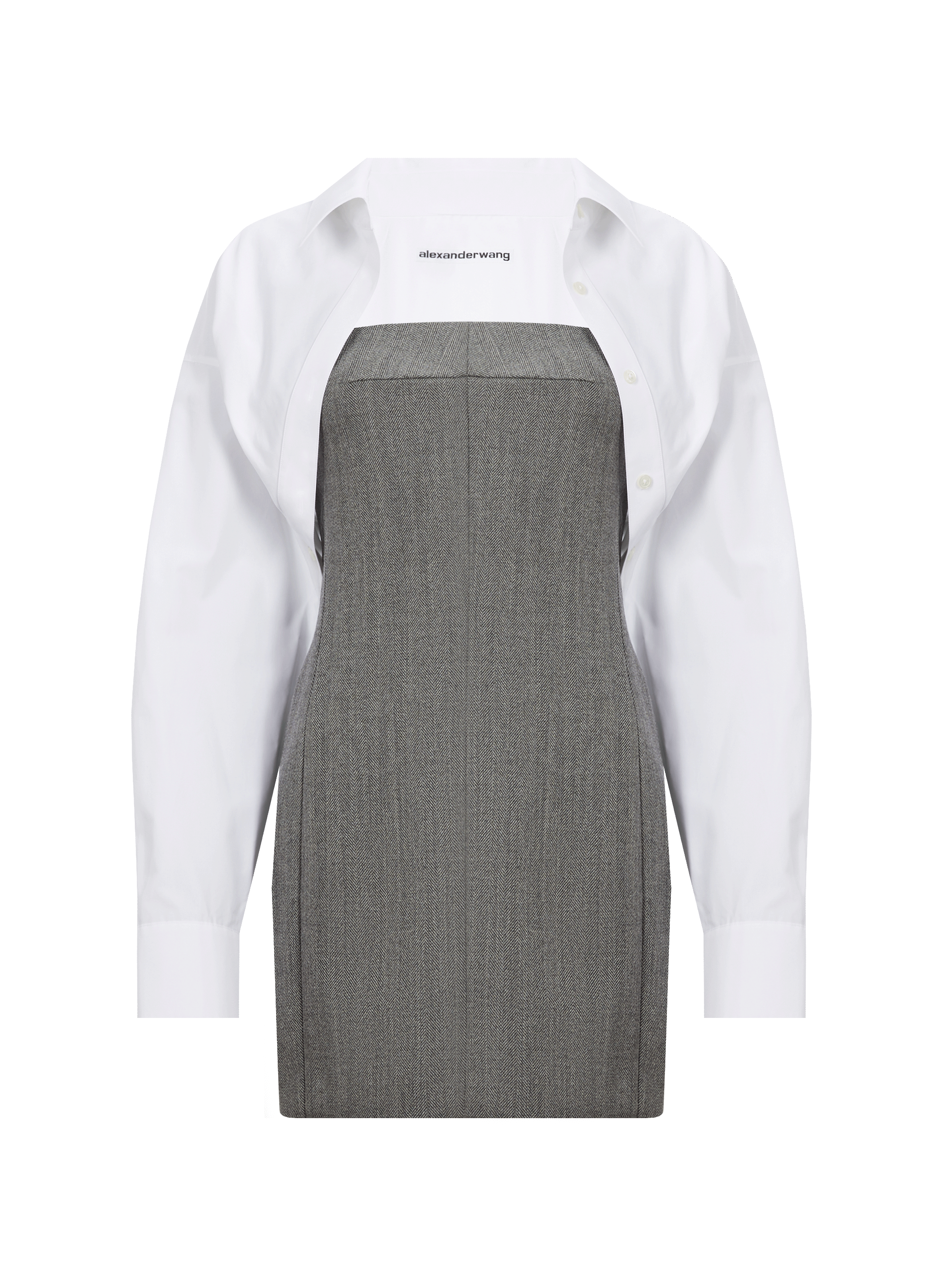 ALEXANDER WANG Robe courte en laine avec chemise  Gris