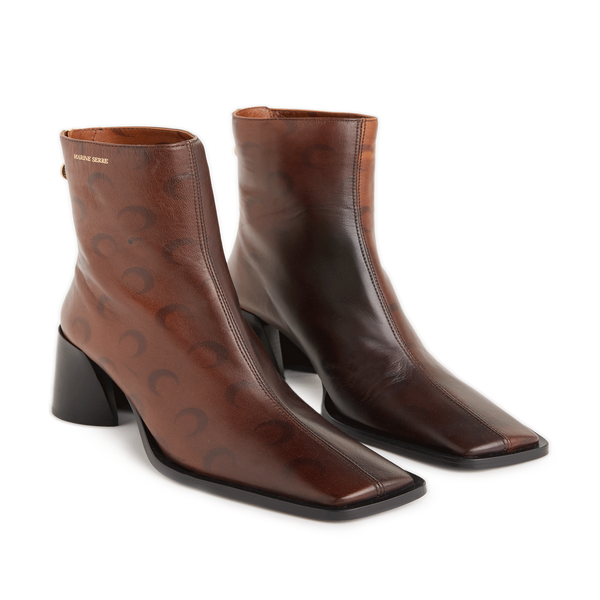 Marine Serre Leather Ankle Boots In Brown