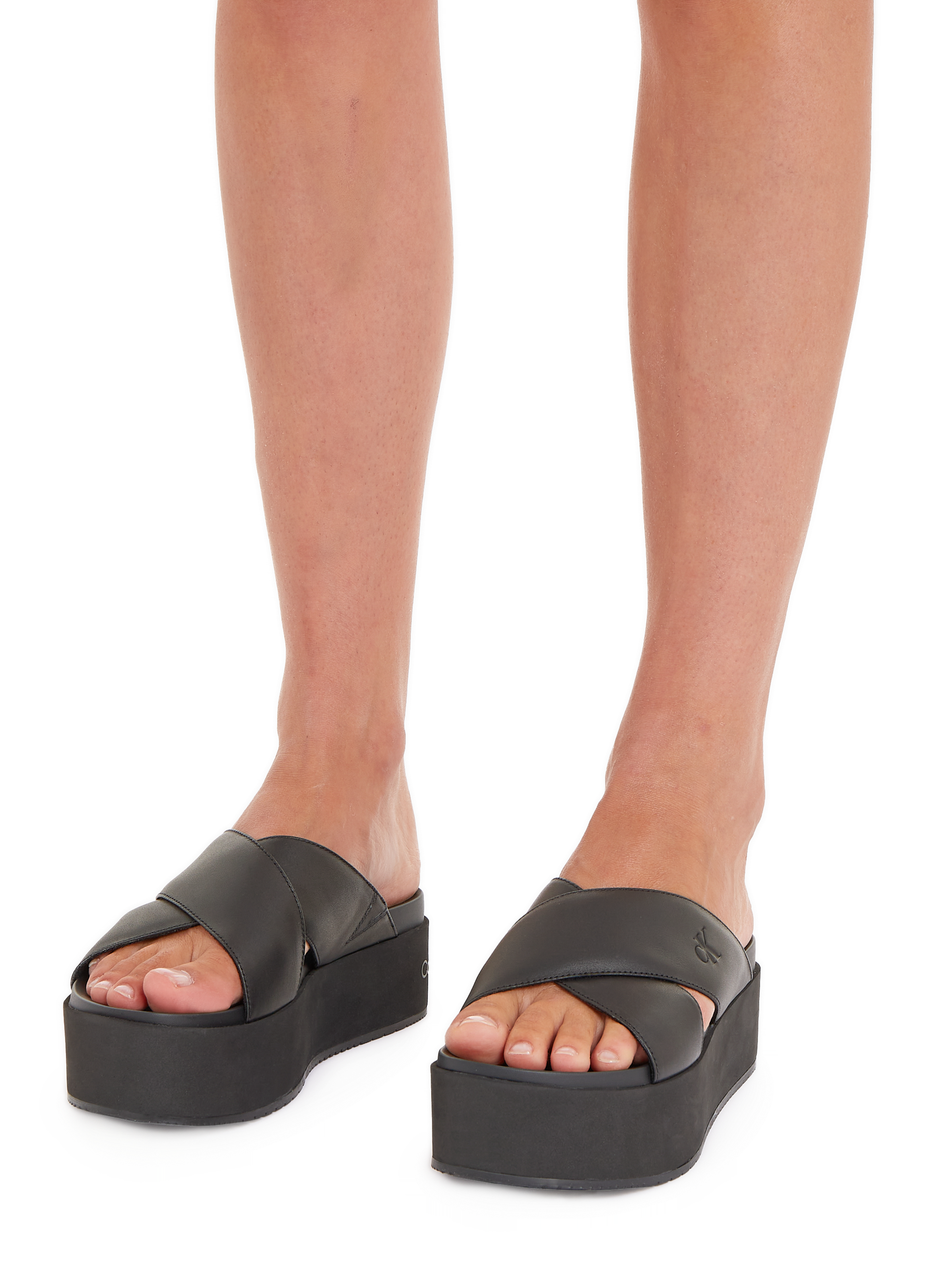 Sandales à plateforme en cuir  CALVIN KLEIN Noir