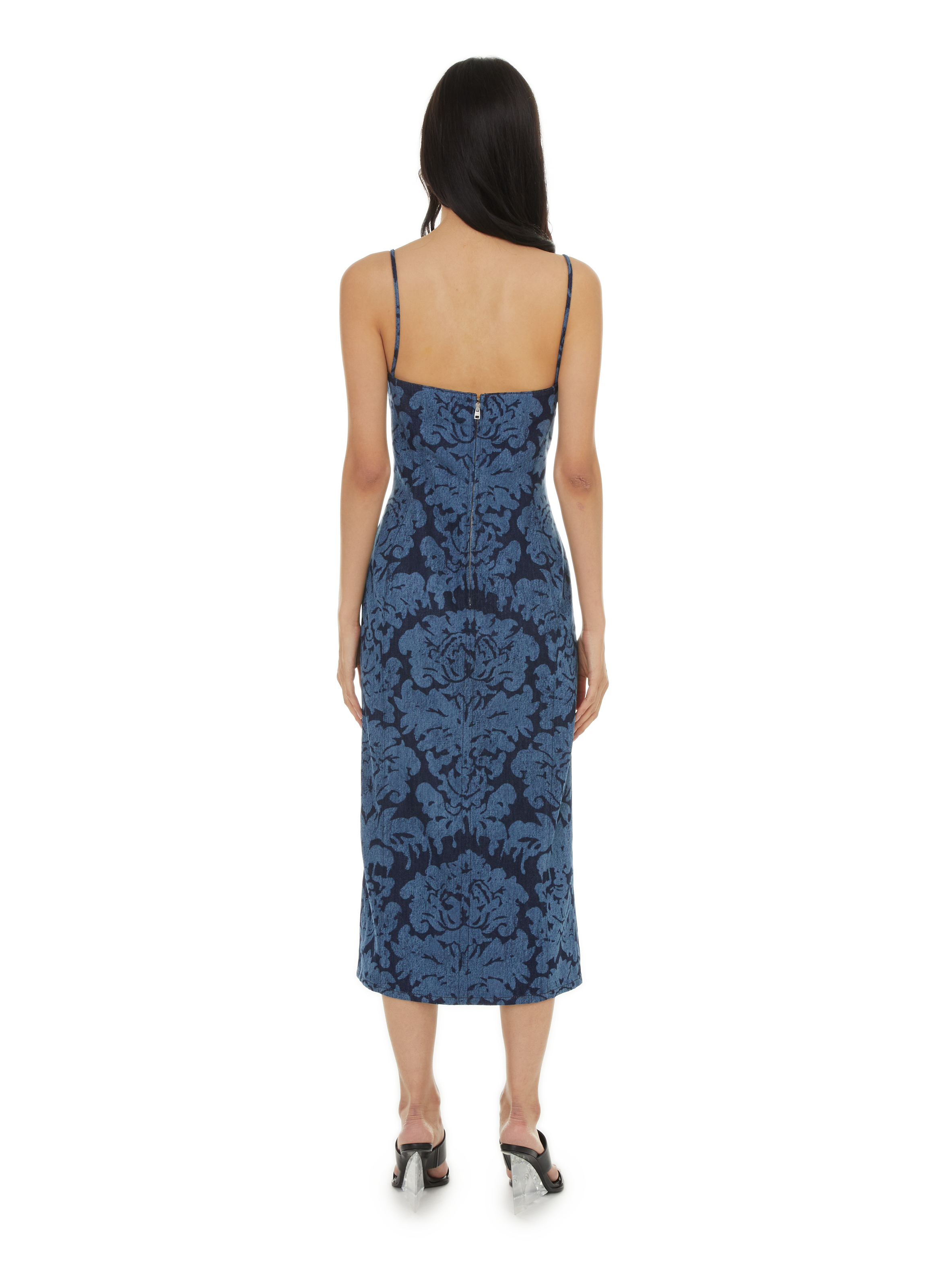 Robe crayon midi en denim ALEXANDER MCQUEEN Bleu