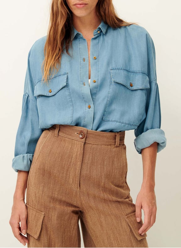 Chemise col classique en lyocell botania Bleu by SESSUN SESSUN Chemise col classique en lyocell botania Bleu
