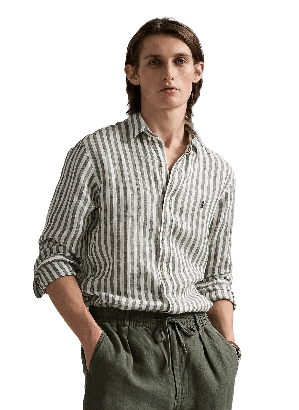 Striped linen shirt POLO RALPH LAUREN Green