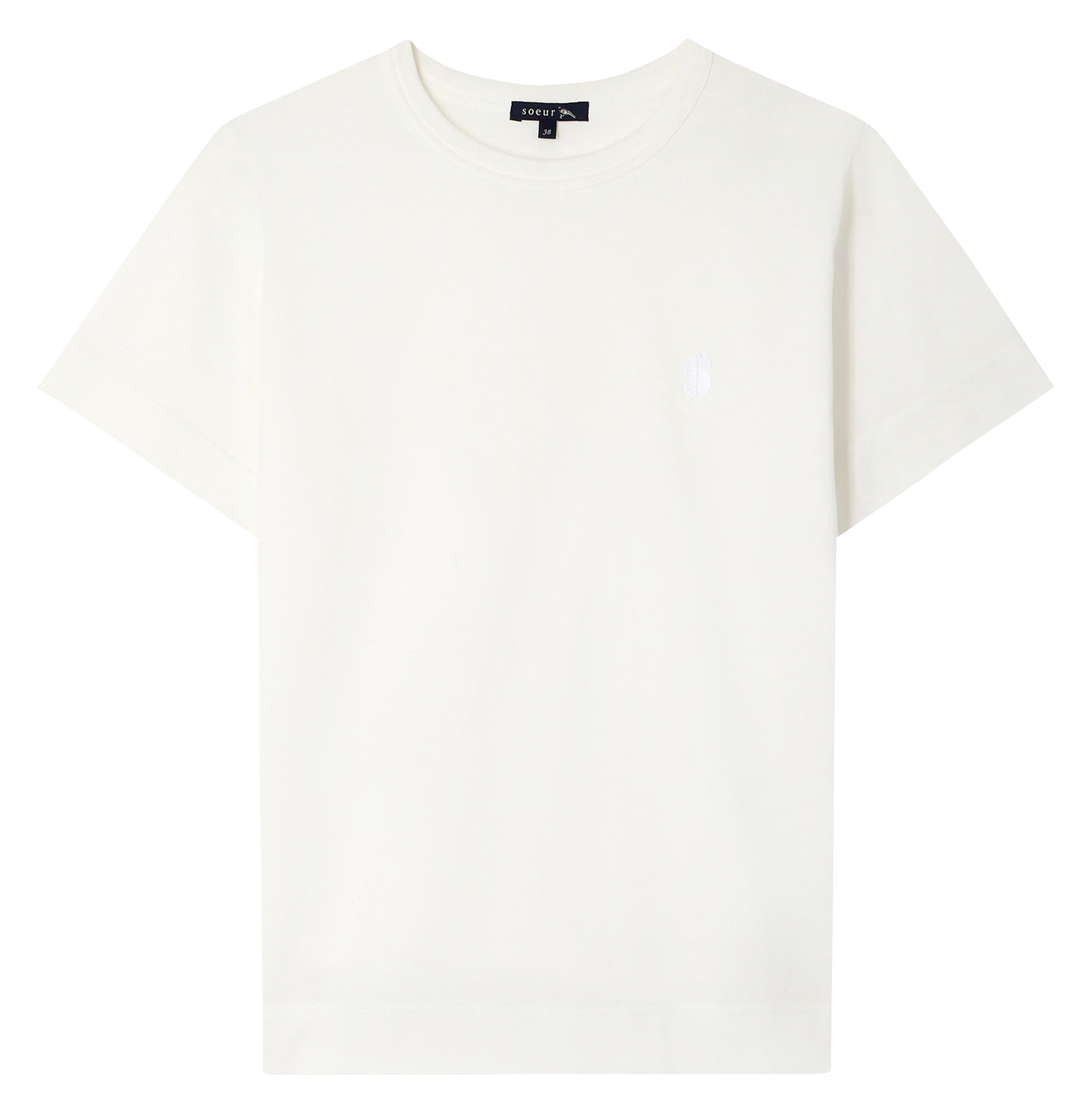 Tee shirt à col rond en coton basic SOEUR Blanc
