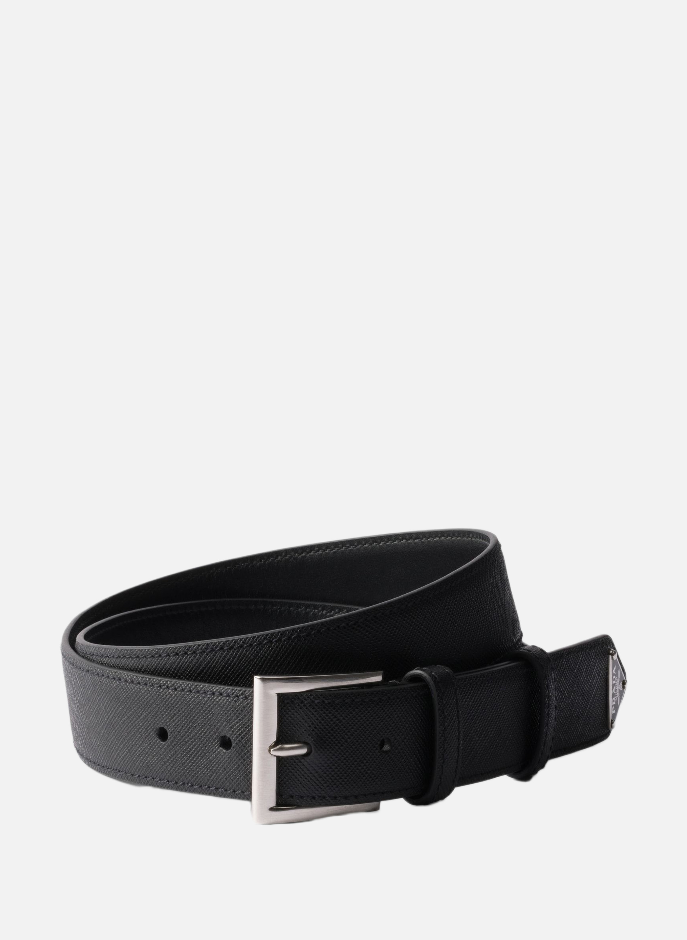 Ceinture en cuir saffiano PRADA Noir