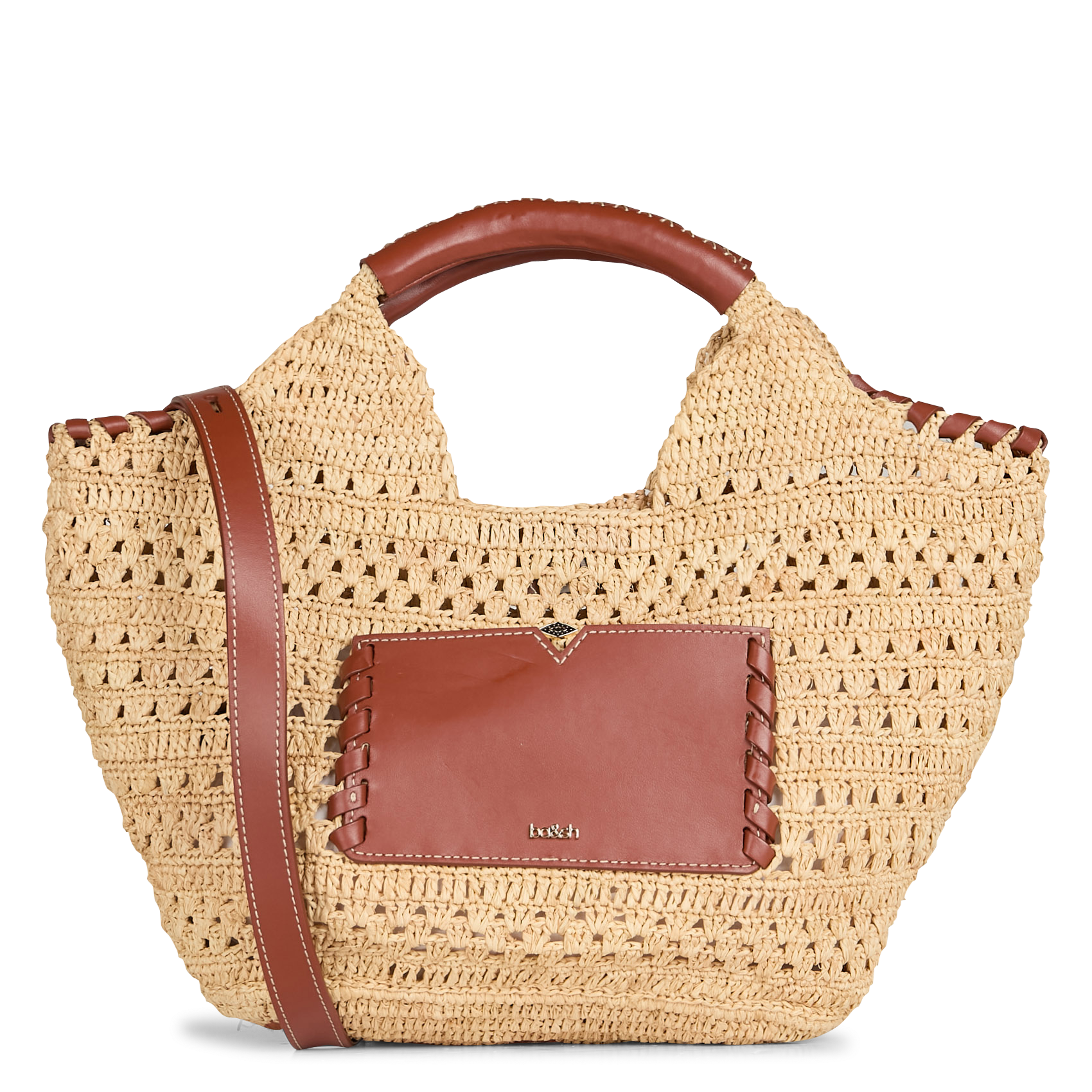 Sac cabas en raphia ara BA&SH Marron