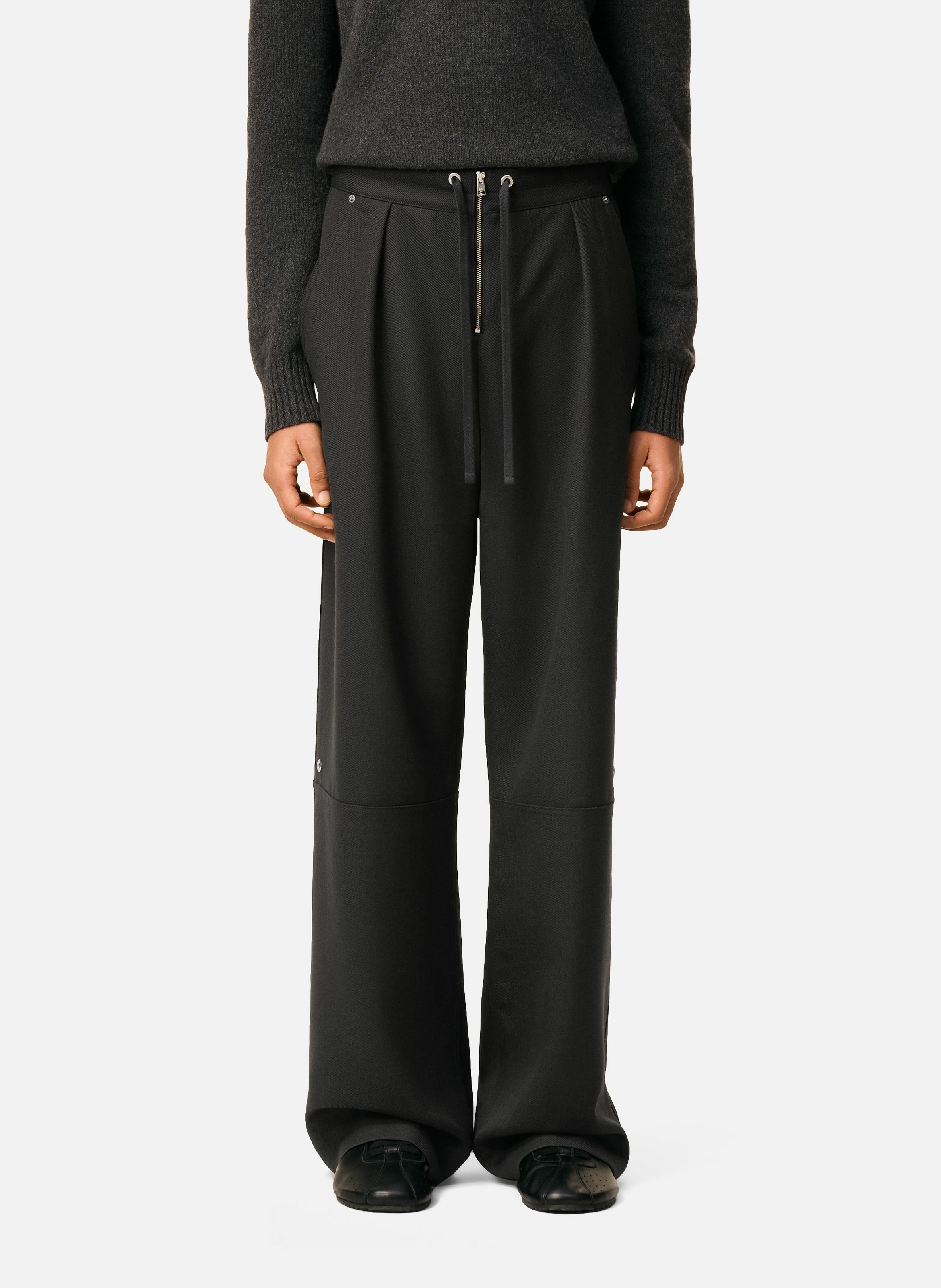 Pantalon zippé en laine GrisAMI PARIS